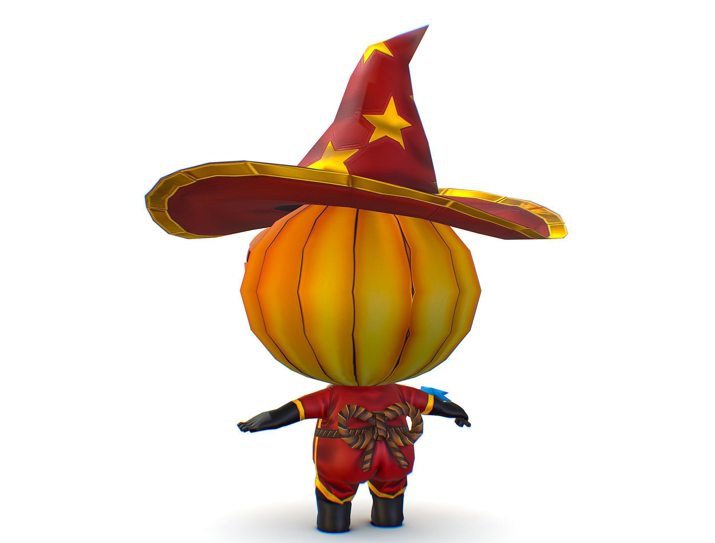 Halloween Pumpkin Fantasy Character Pet Wizard Low-poly 3D model_11