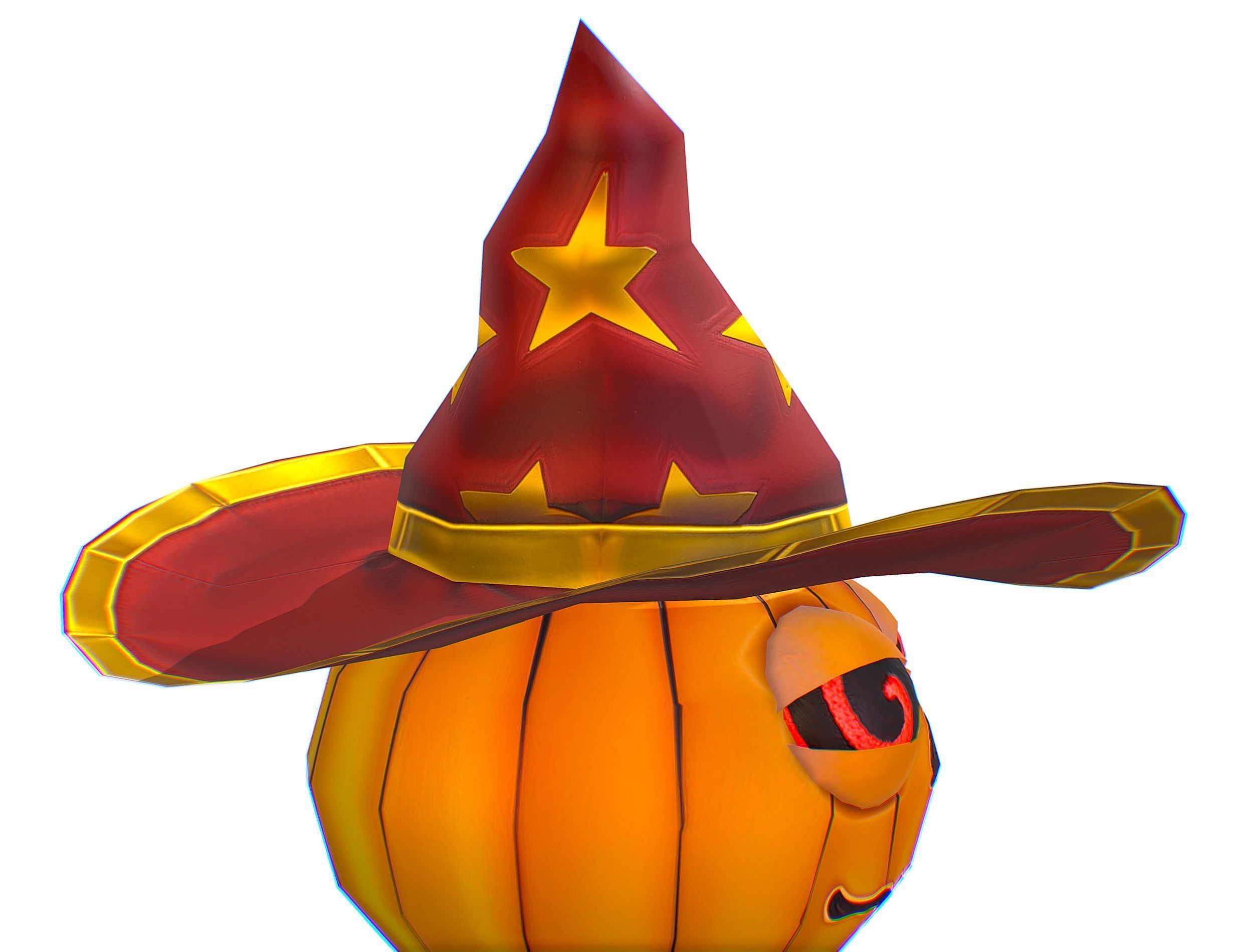 Halloween Pumpkin Fantasy Character Pet Wizard Low-poly 3D model_24