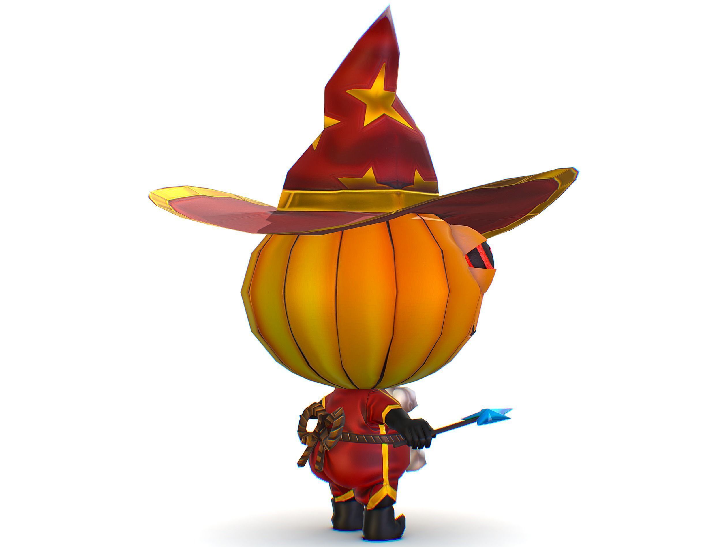 Halloween Pumpkin Fantasy Character Pet Wizard Low-poly 3D model_7