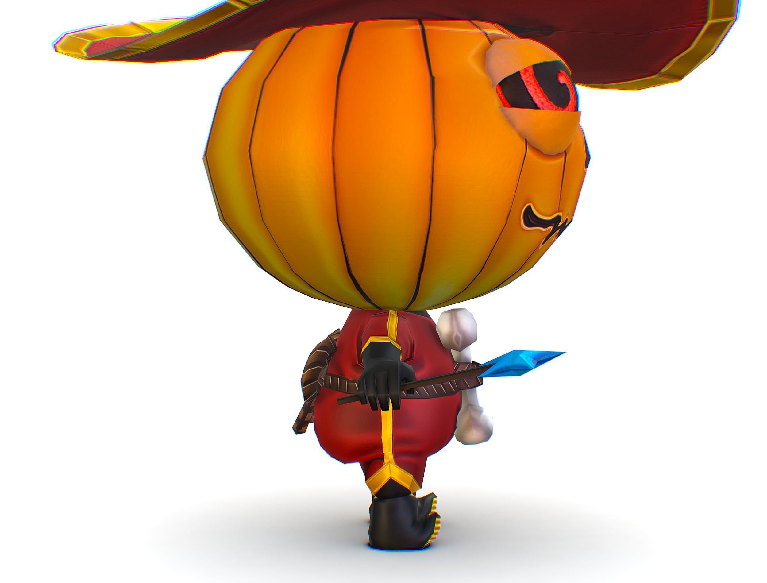 Halloween Pumpkin Fantasy Character Pet Wizard Low-poly 3D model_25