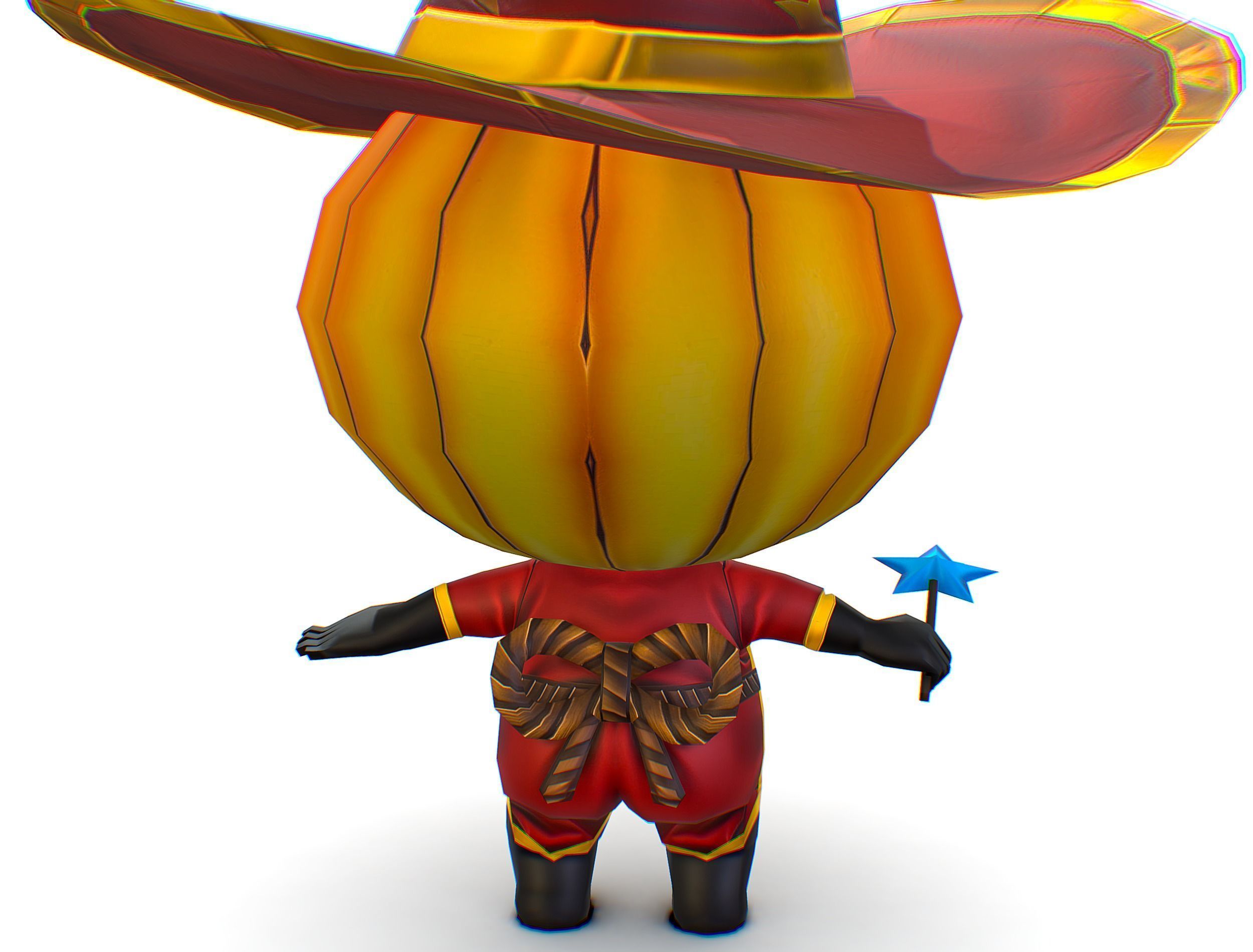 Halloween Pumpkin Fantasy Character Pet Wizard Low-poly 3D model_21