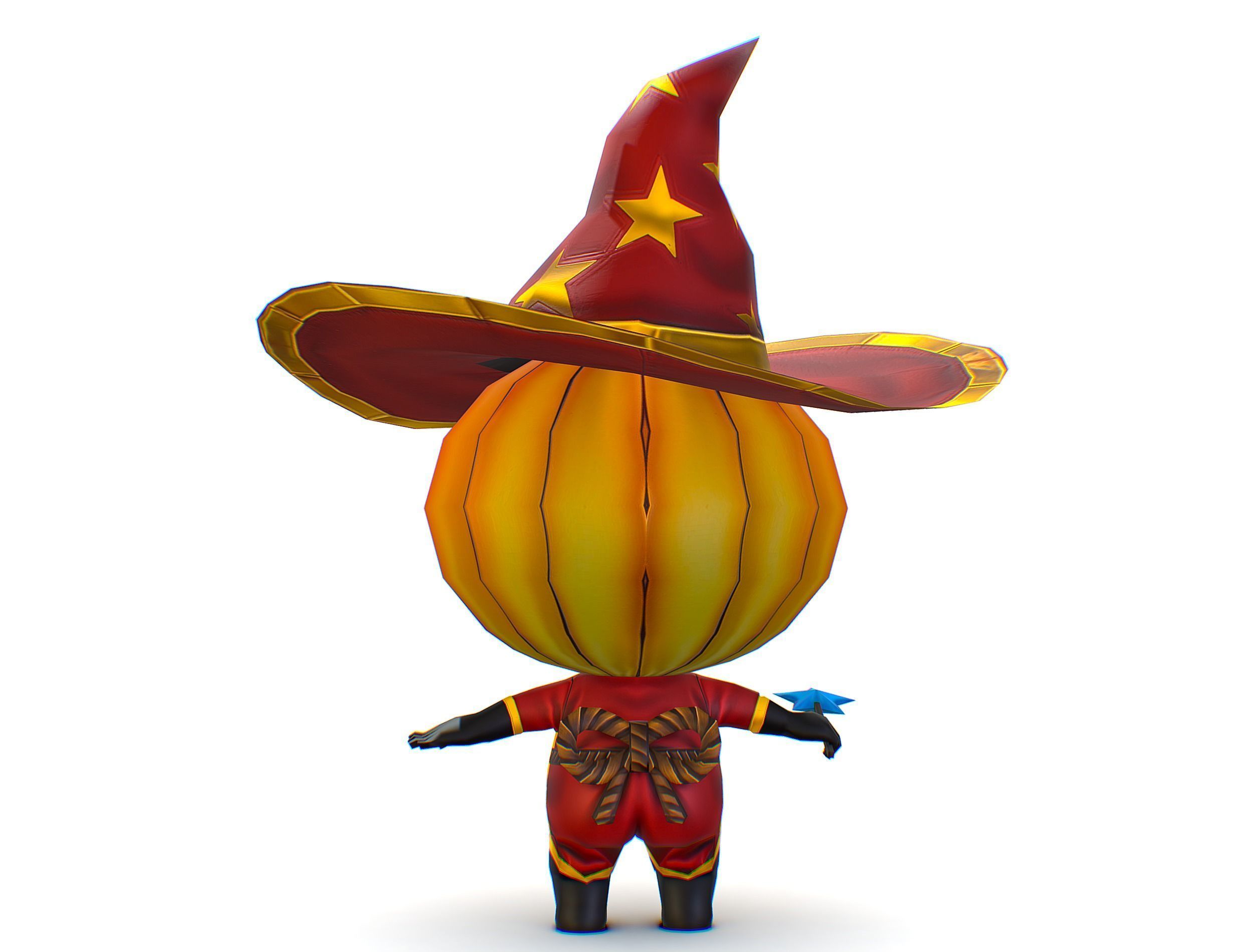 Halloween Pumpkin Fantasy Character Pet Wizard Low-poly 3D model_10