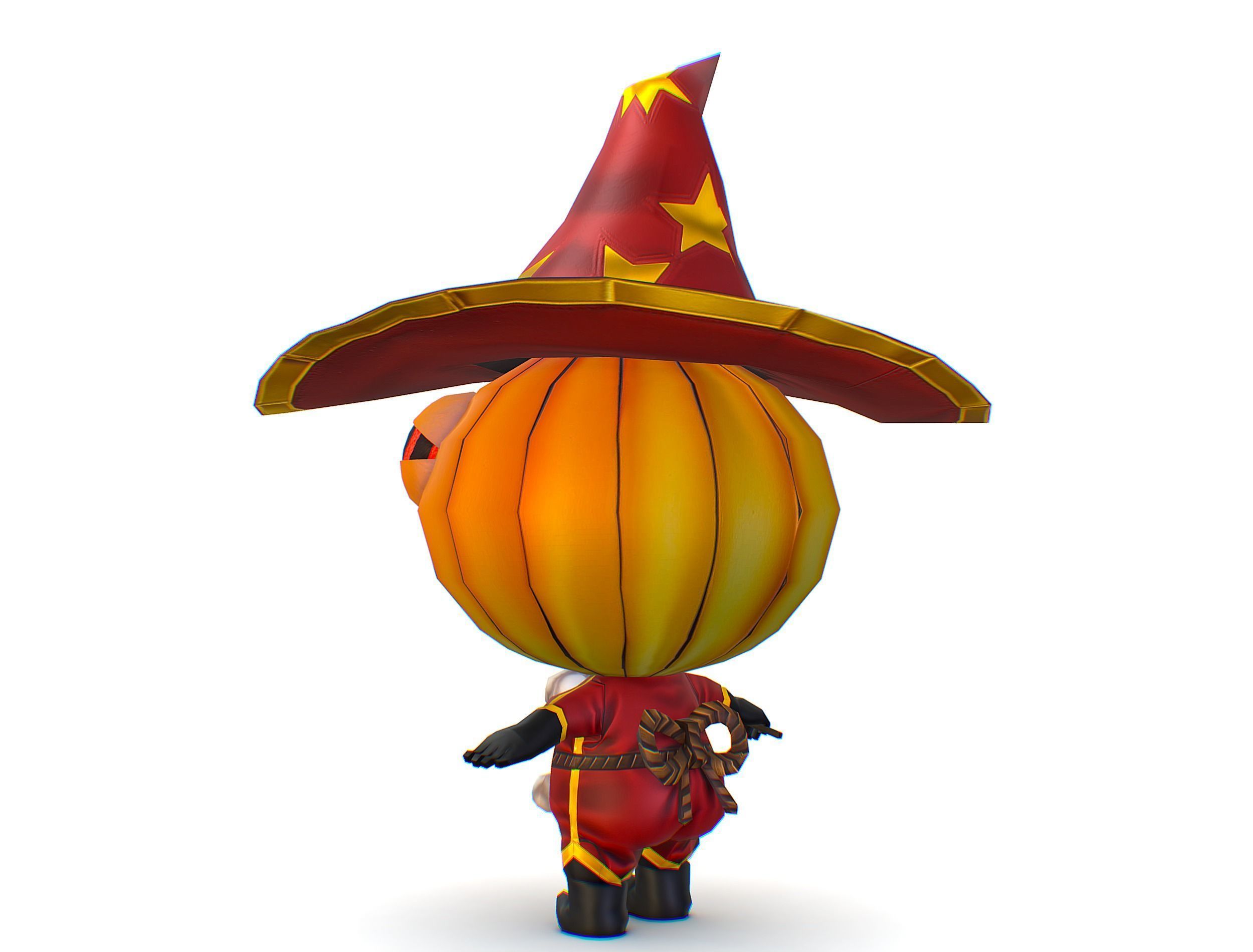 Halloween Pumpkin Fantasy Character Pet Wizard Low-poly 3D model_12