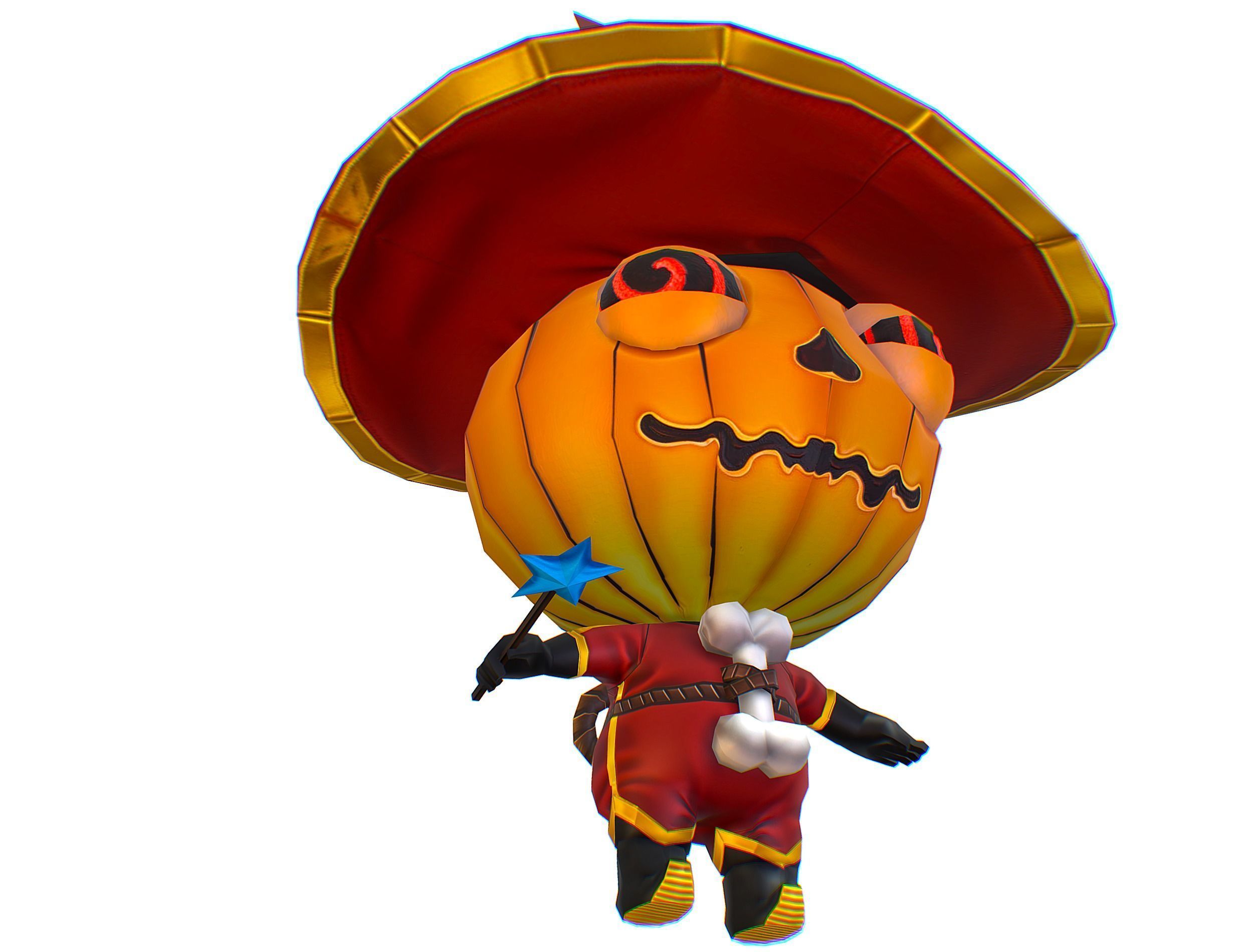 Halloween Pumpkin Fantasy Character Pet Wizard Low-poly 3D model_27