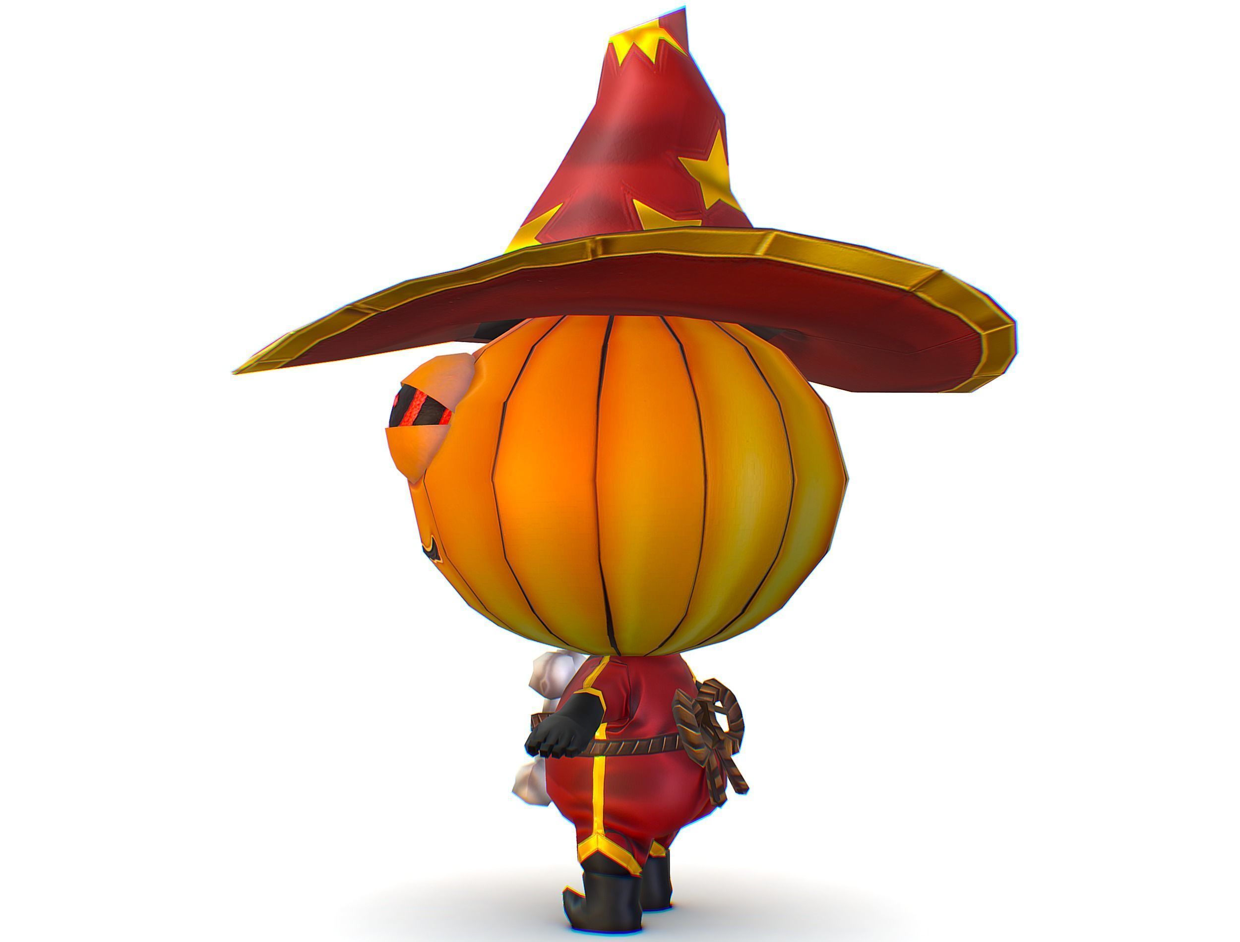 Halloween Pumpkin Fantasy Character Pet Wizard Low-poly 3D model_13