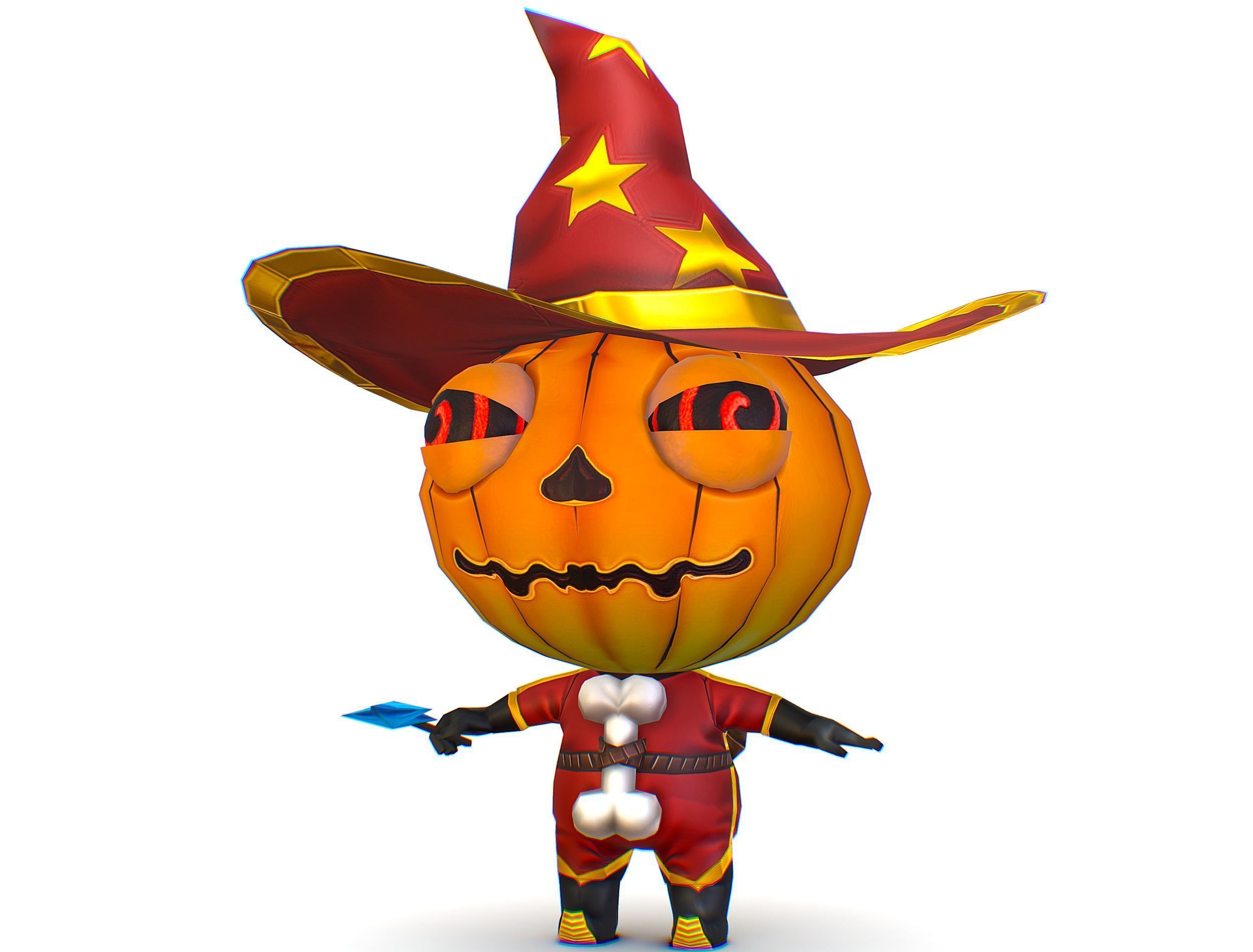Halloween Pumpkin Fantasy Character Pet Wizard Low-poly 3D model_17