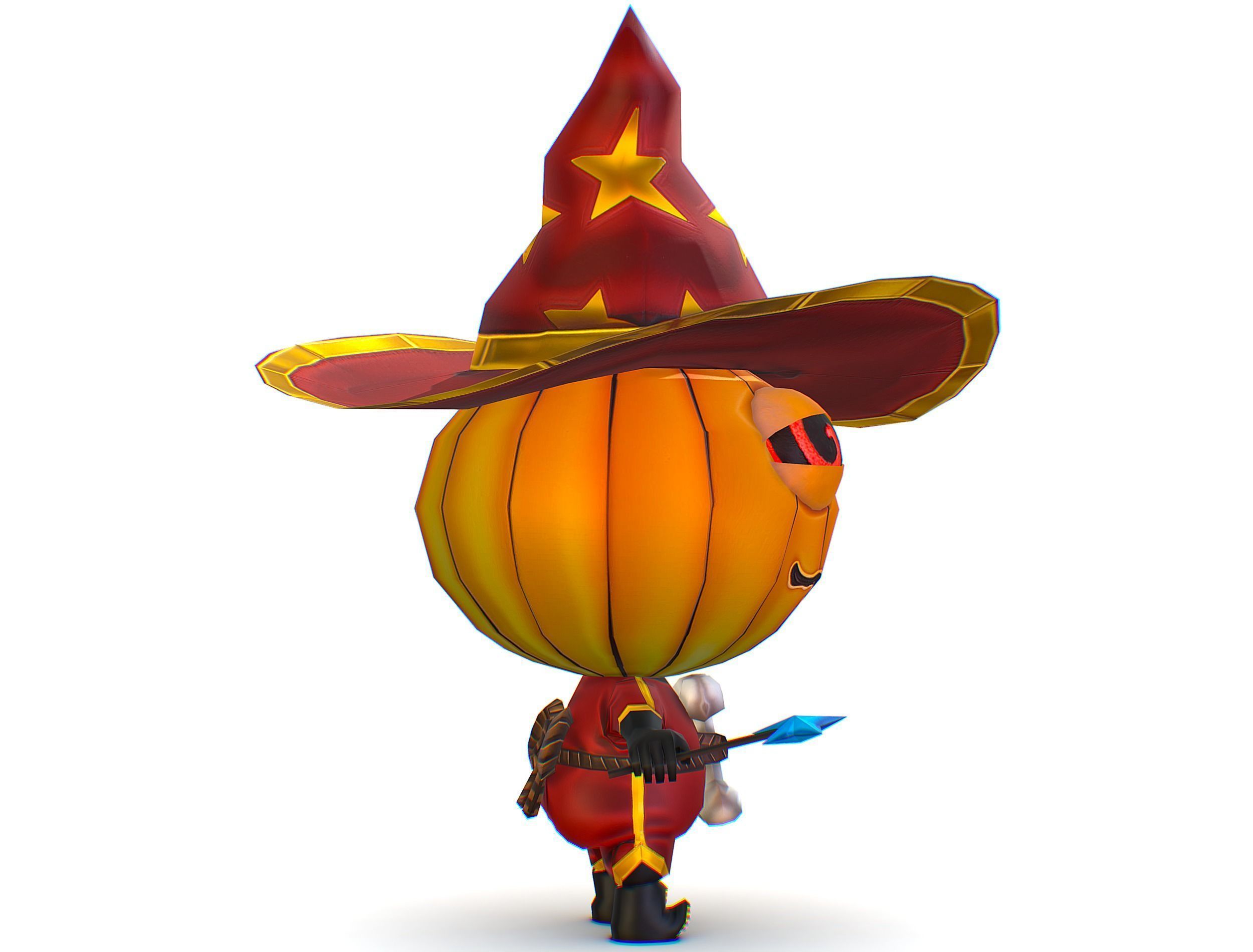 Halloween Pumpkin Fantasy Character Pet Wizard Low-poly 3D model_6