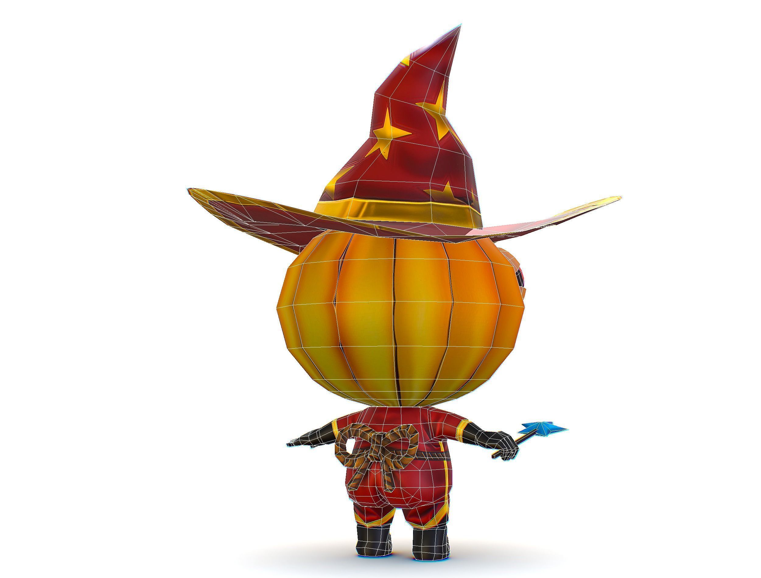 Halloween Pumpkin Fantasy Character Pet Wizard Low-poly 3D model_30