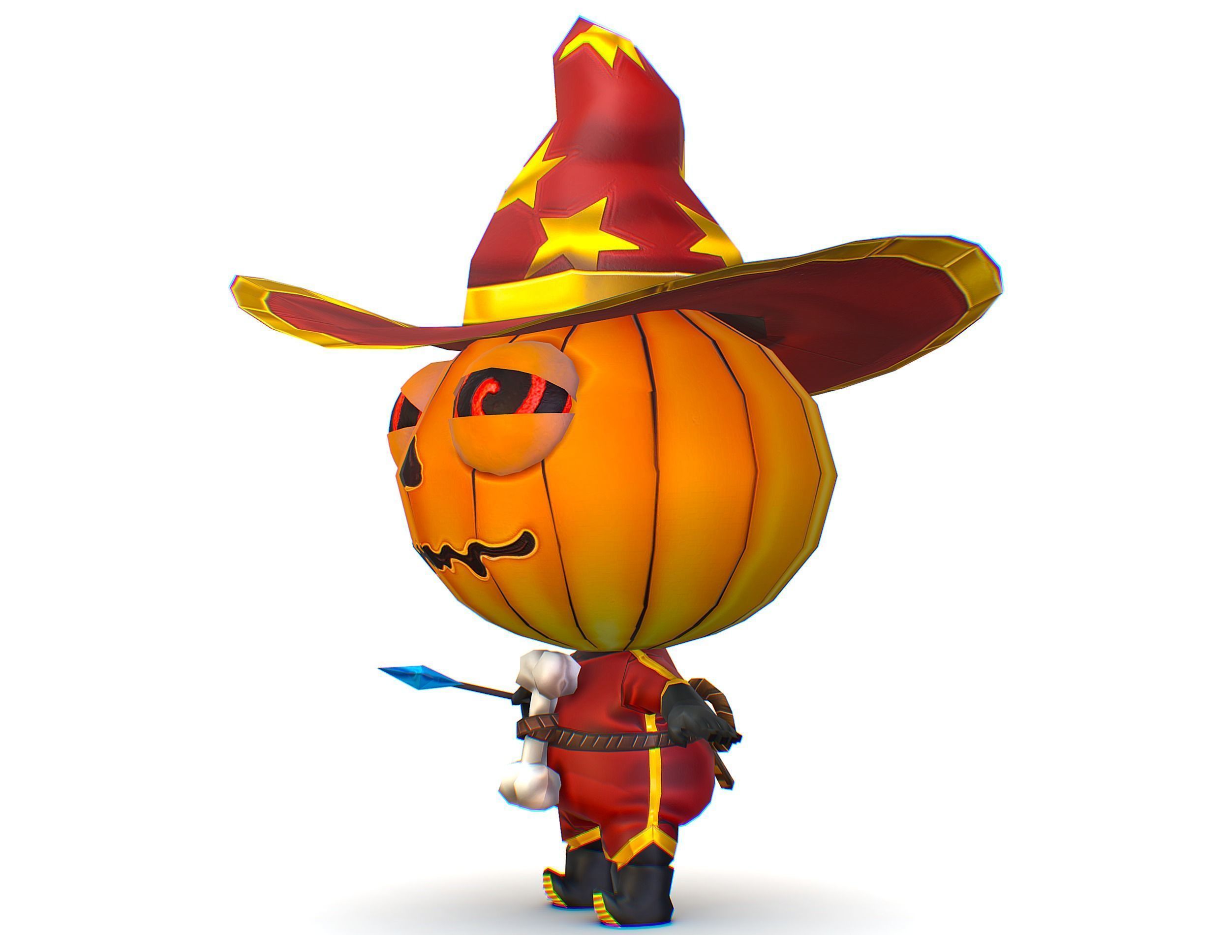Halloween Pumpkin Fantasy Character Pet Wizard Low-poly 3D model_15