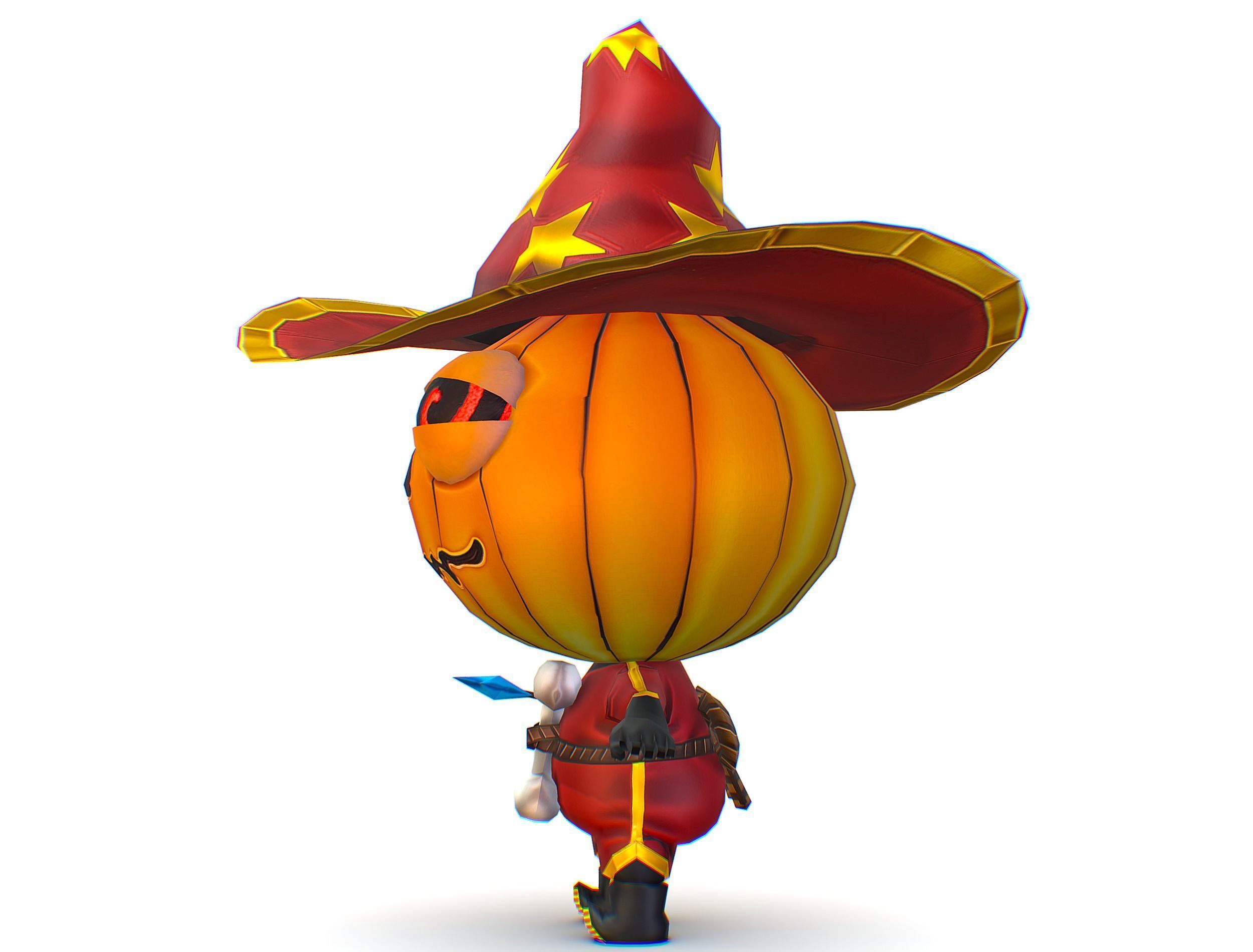 Halloween Pumpkin Fantasy Character Pet Wizard Low-poly 3D model_14