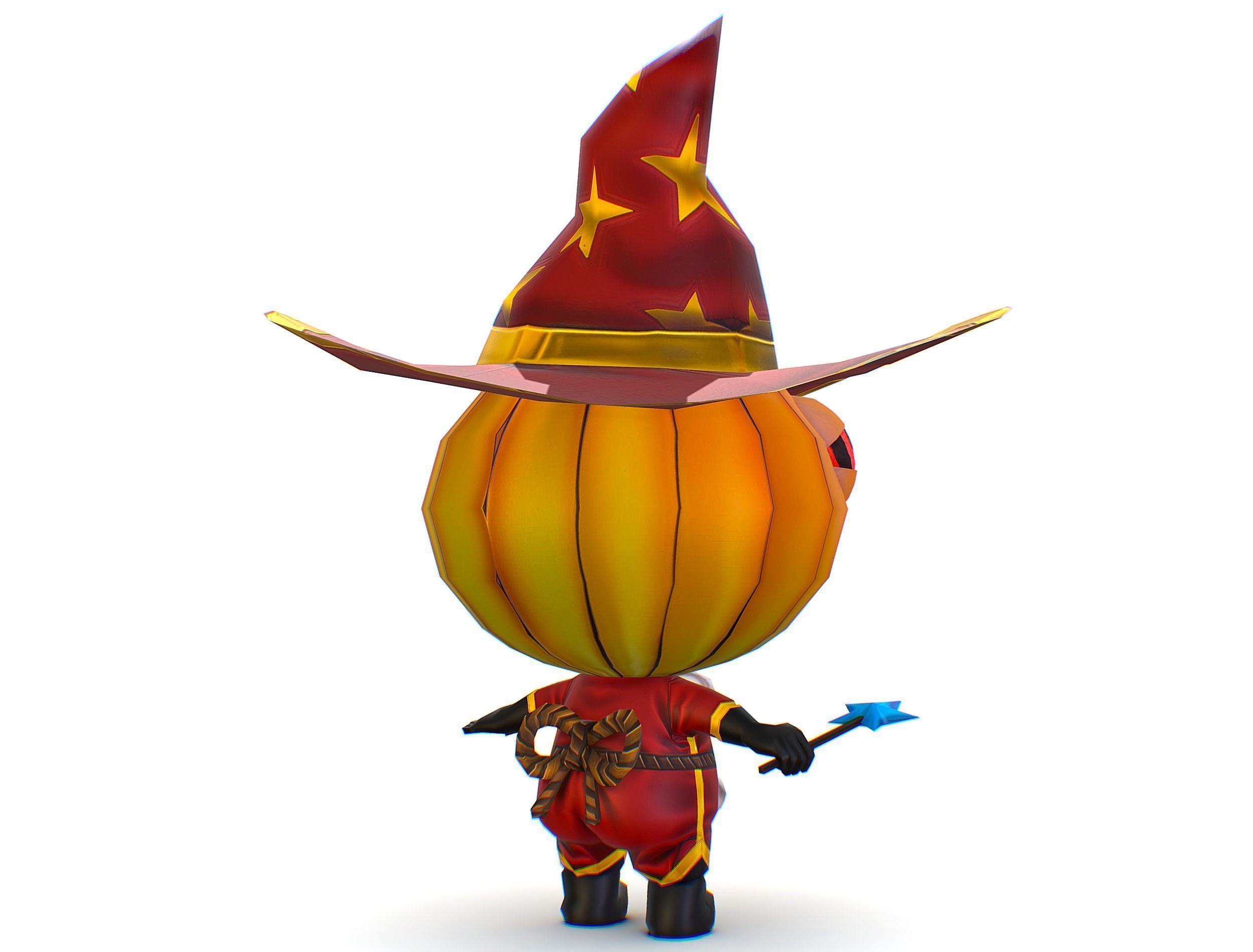 Halloween Pumpkin Fantasy Character Pet Wizard Low-poly 3D model_8