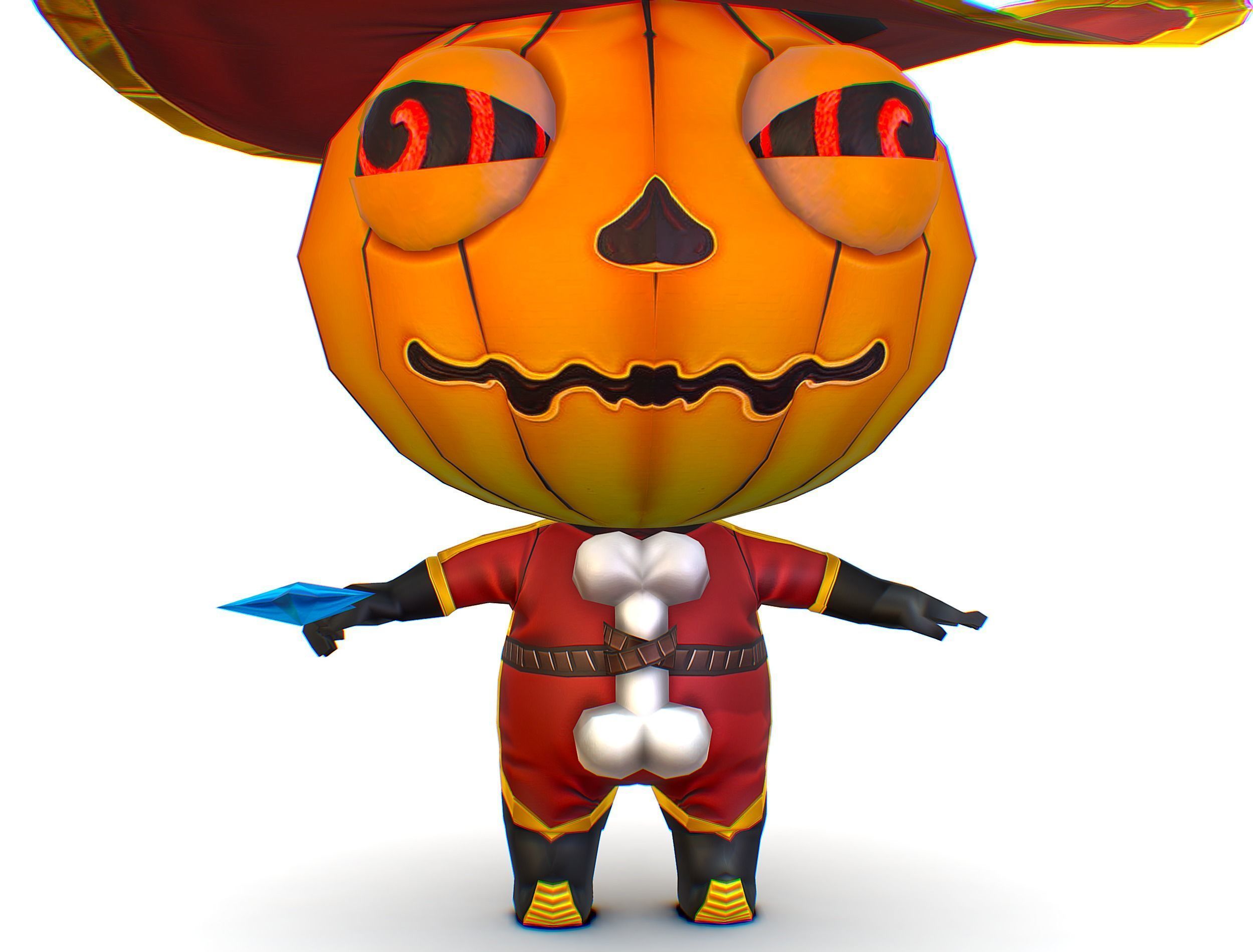 Halloween Pumpkin Fantasy Character Pet Wizard Low-poly 3D model_19