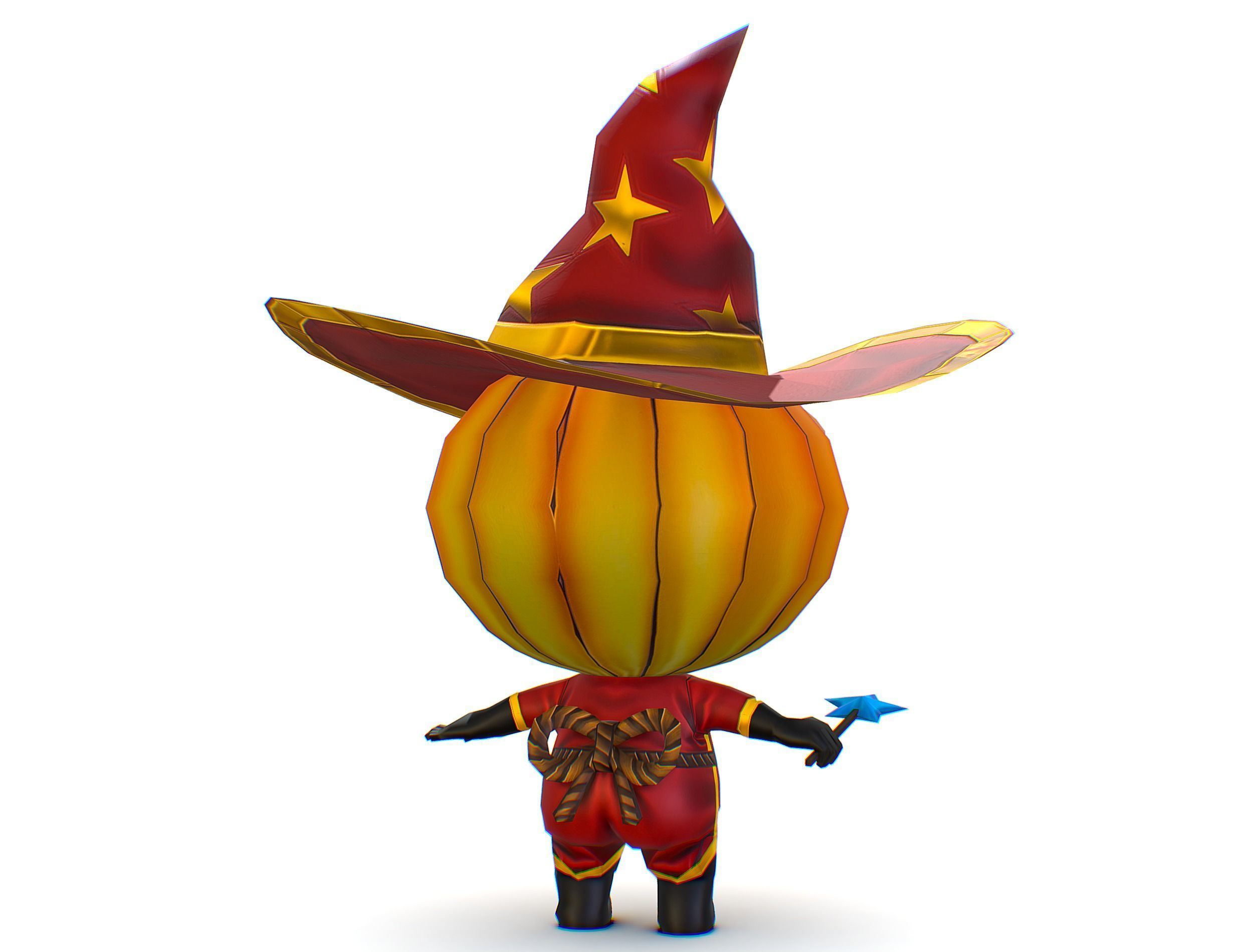 Halloween Pumpkin Fantasy Character Pet Wizard Low-poly 3D model_9
