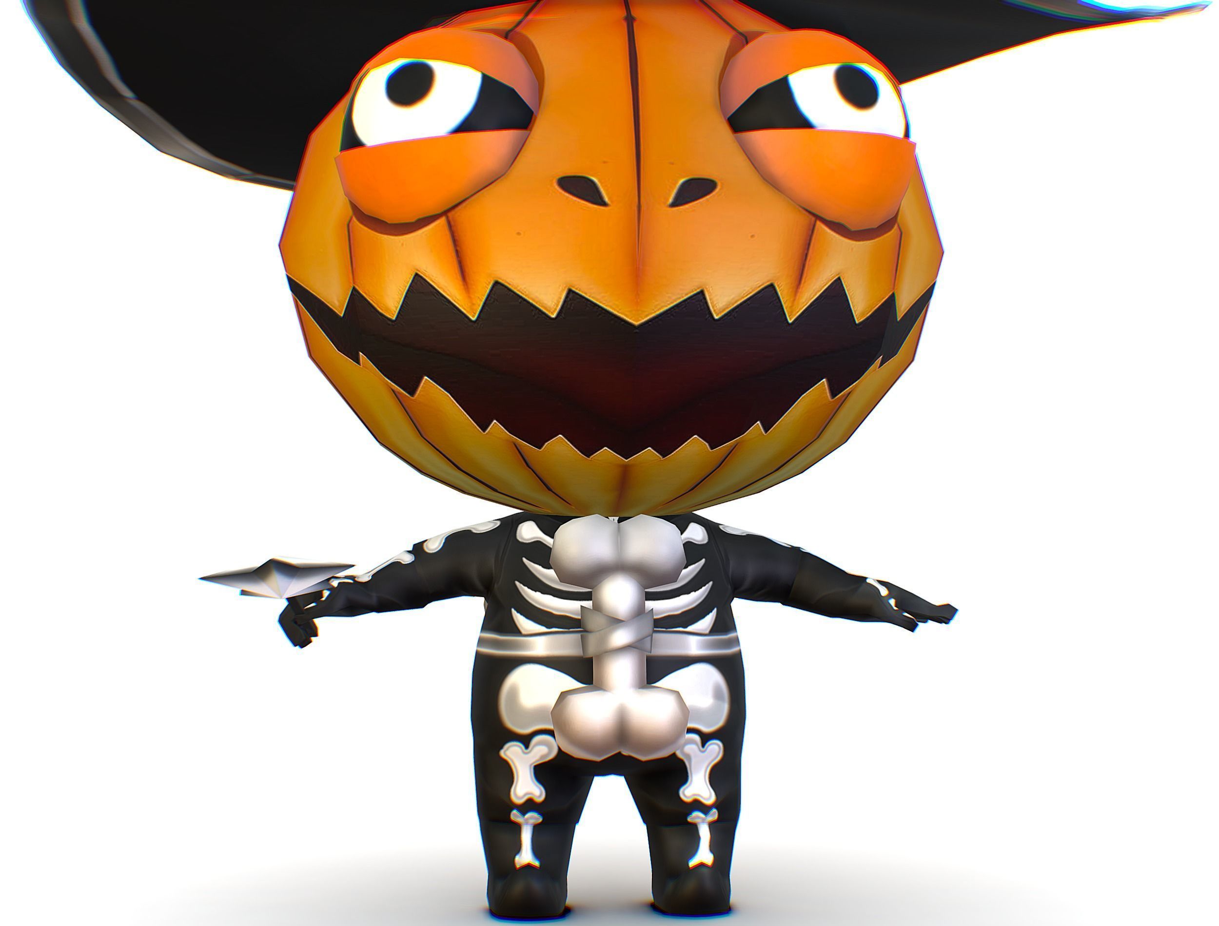 Halloween Pumpkin Fantasy Character Pet Wizard Low-poly 3D model_20