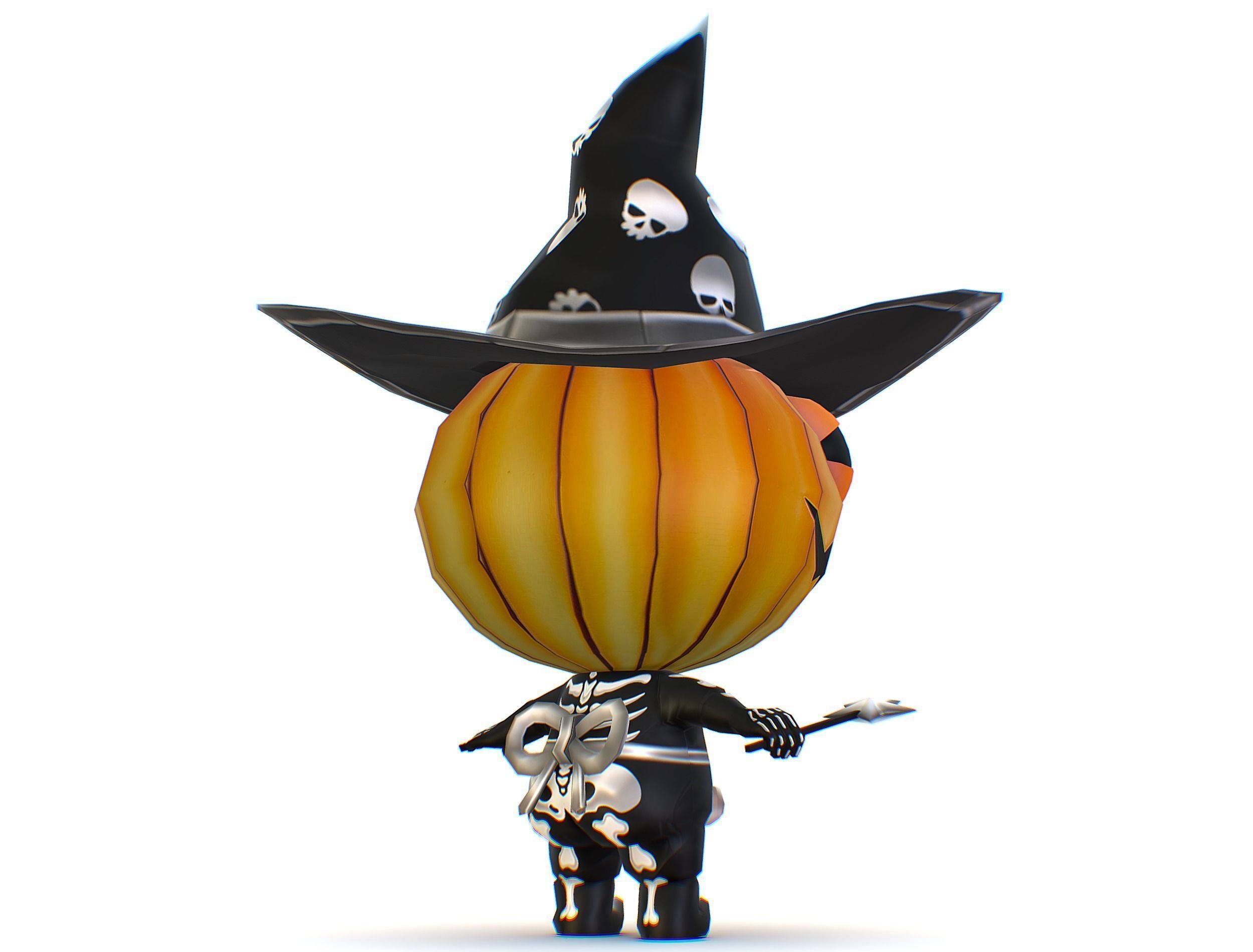 Halloween Pumpkin Fantasy Character Pet Wizard Low-poly 3D model_8
