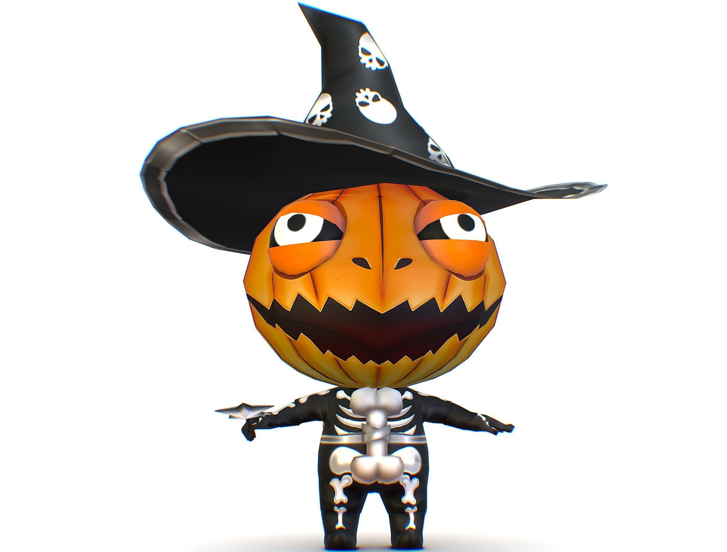 Halloween Pumpkin Fantasy Character Pet Wizard Low-poly 3D model_18