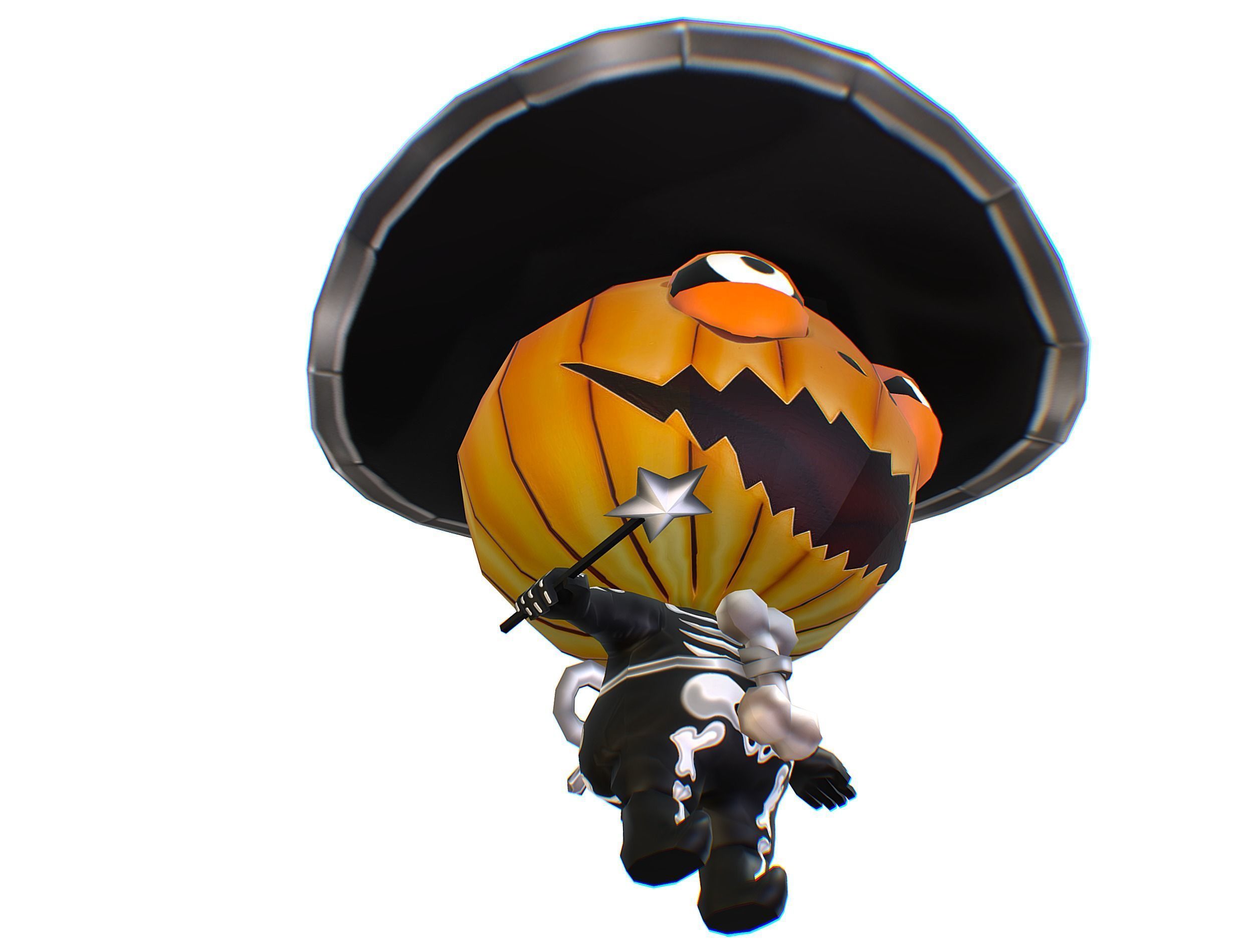 Halloween Pumpkin Fantasy Character Pet Wizard Low-poly 3D model_28