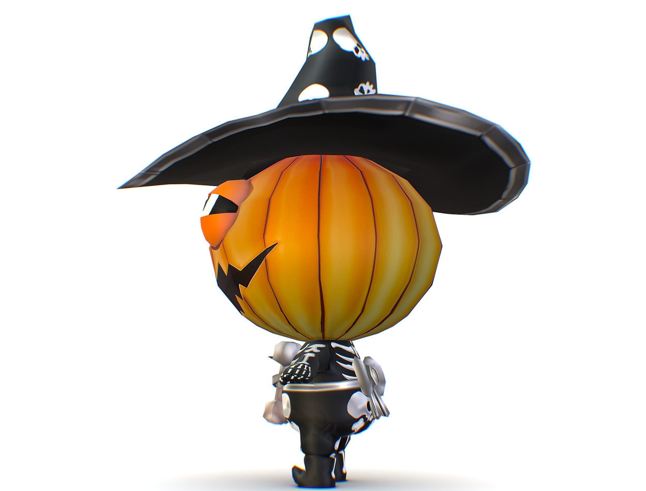 Halloween Pumpkin Fantasy Character Pet Wizard Low-poly 3D model_13