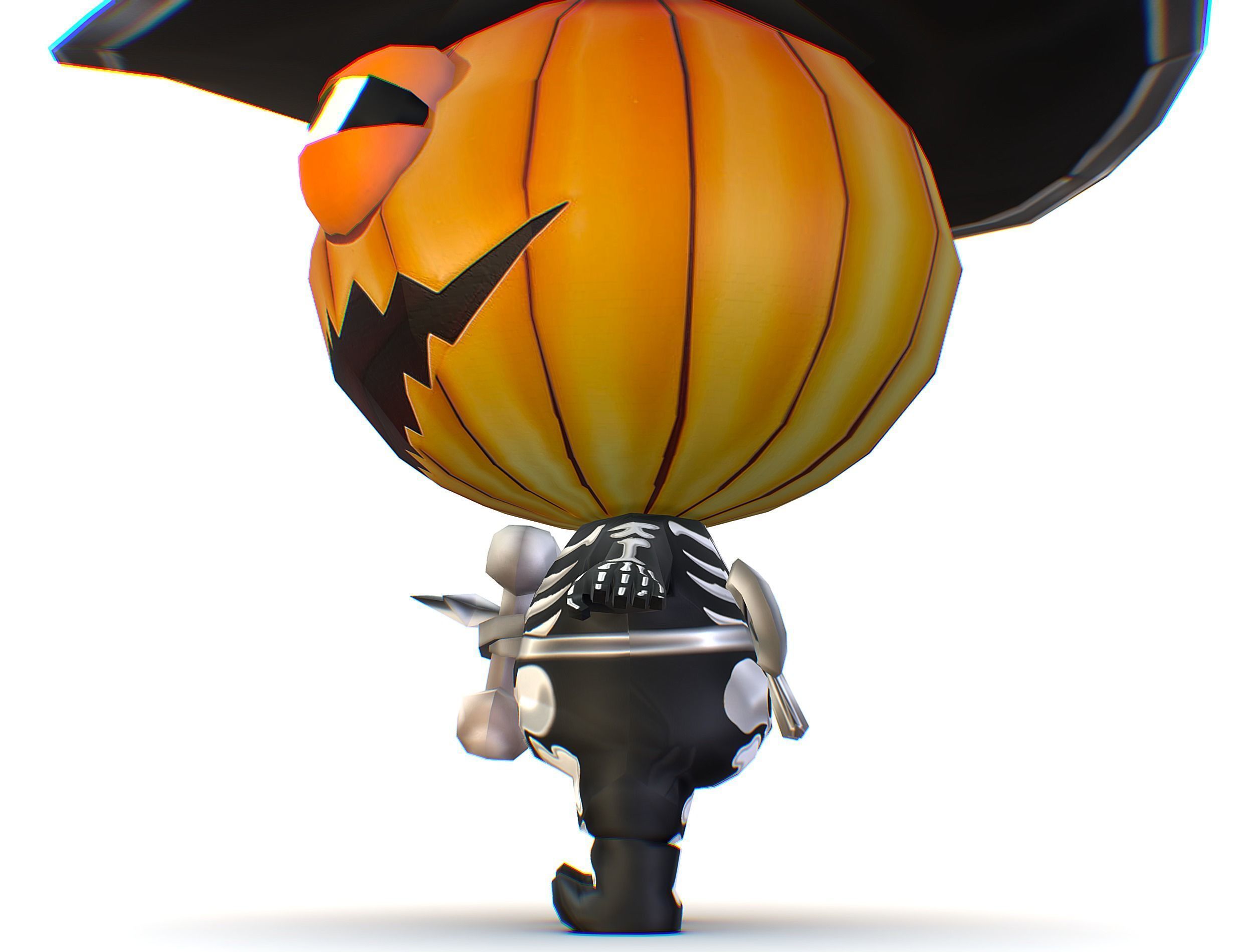 Halloween Pumpkin Fantasy Character Pet Wizard Low-poly 3D model_24