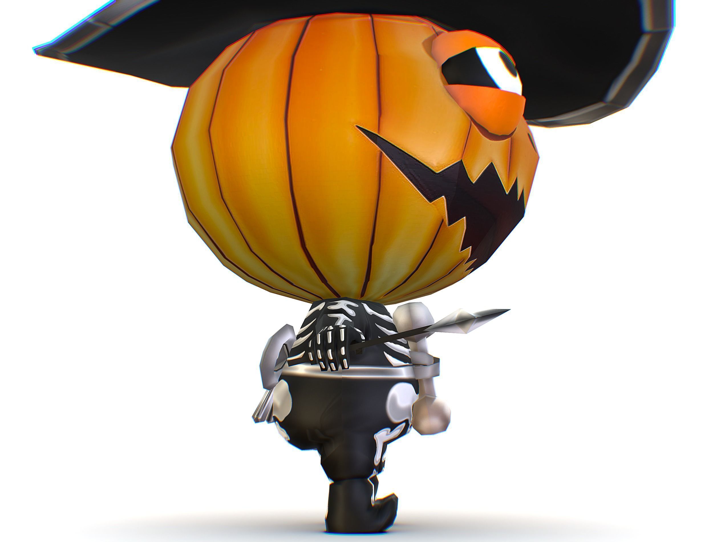 Halloween Pumpkin Fantasy Character Pet Wizard Low-poly 3D model_26