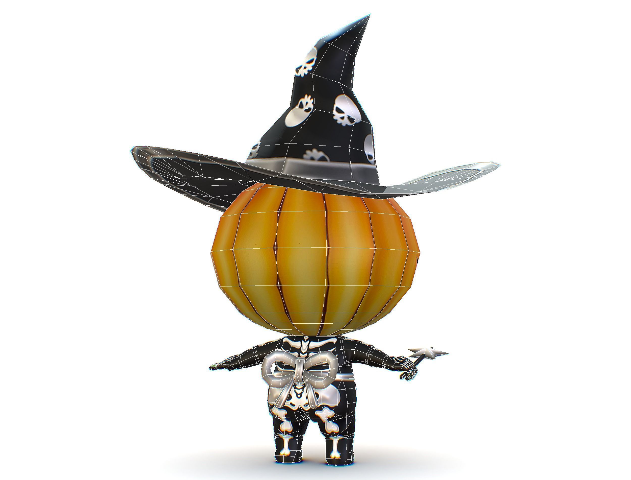 Halloween Pumpkin Fantasy Character Pet Wizard Low-poly 3D model_31
