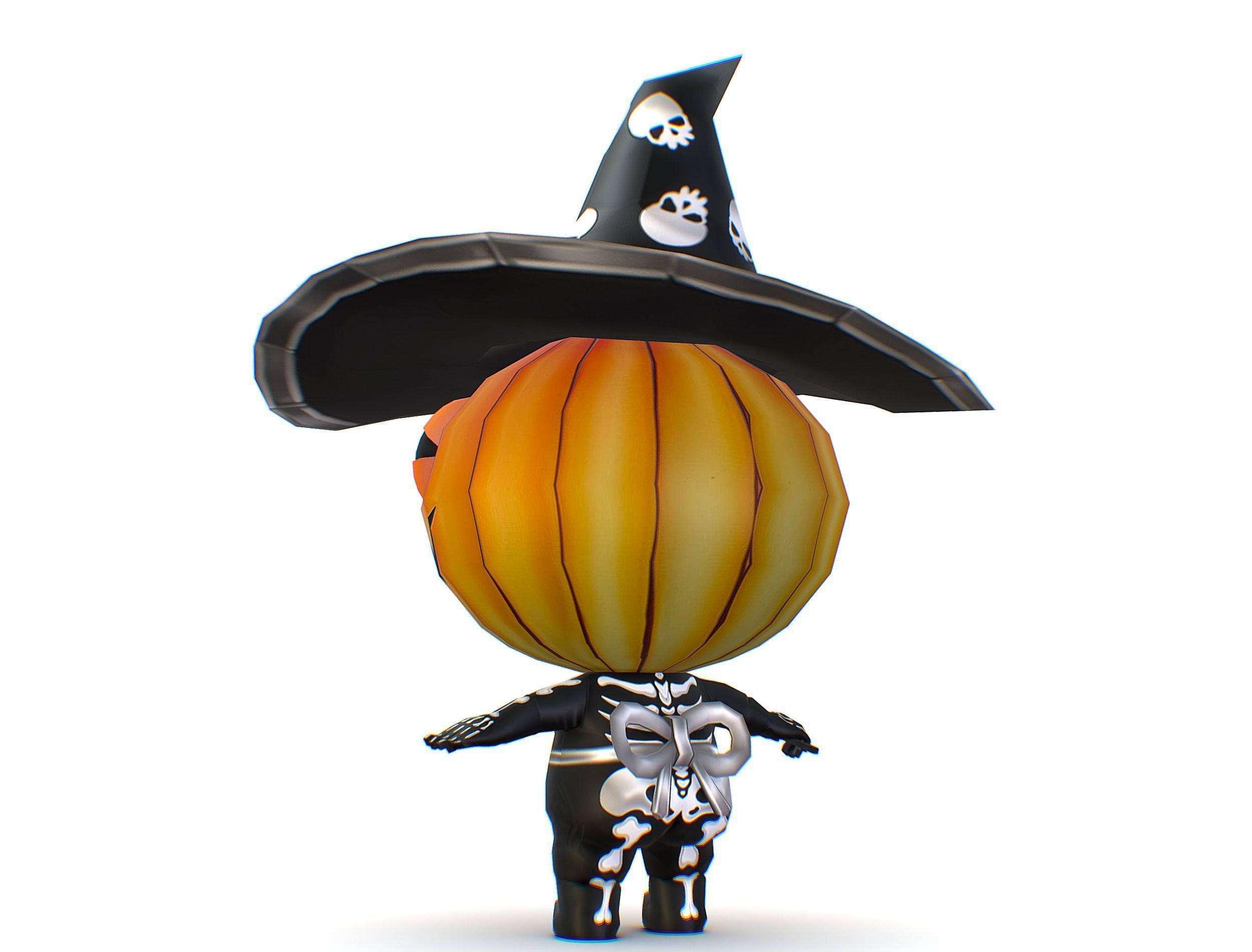 Halloween Pumpkin Fantasy Character Pet Wizard Low-poly 3D model_11