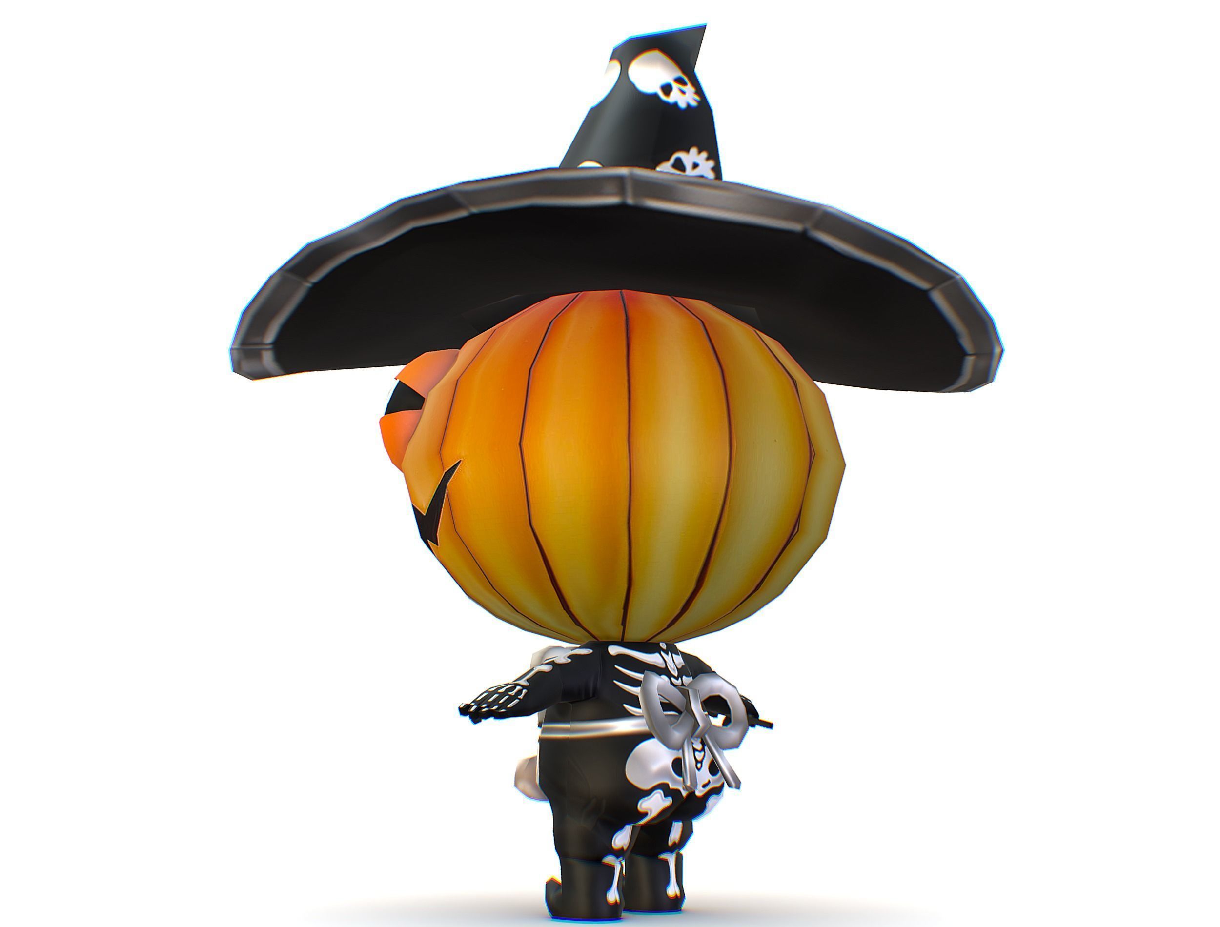 Halloween Pumpkin Fantasy Character Pet Wizard Low-poly 3D model_12