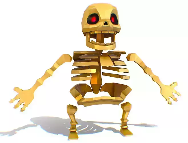 Funny Golden Human Skeleton Character Bones