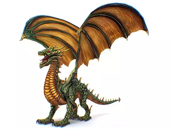 Green Dragon Creature Cartoon Style