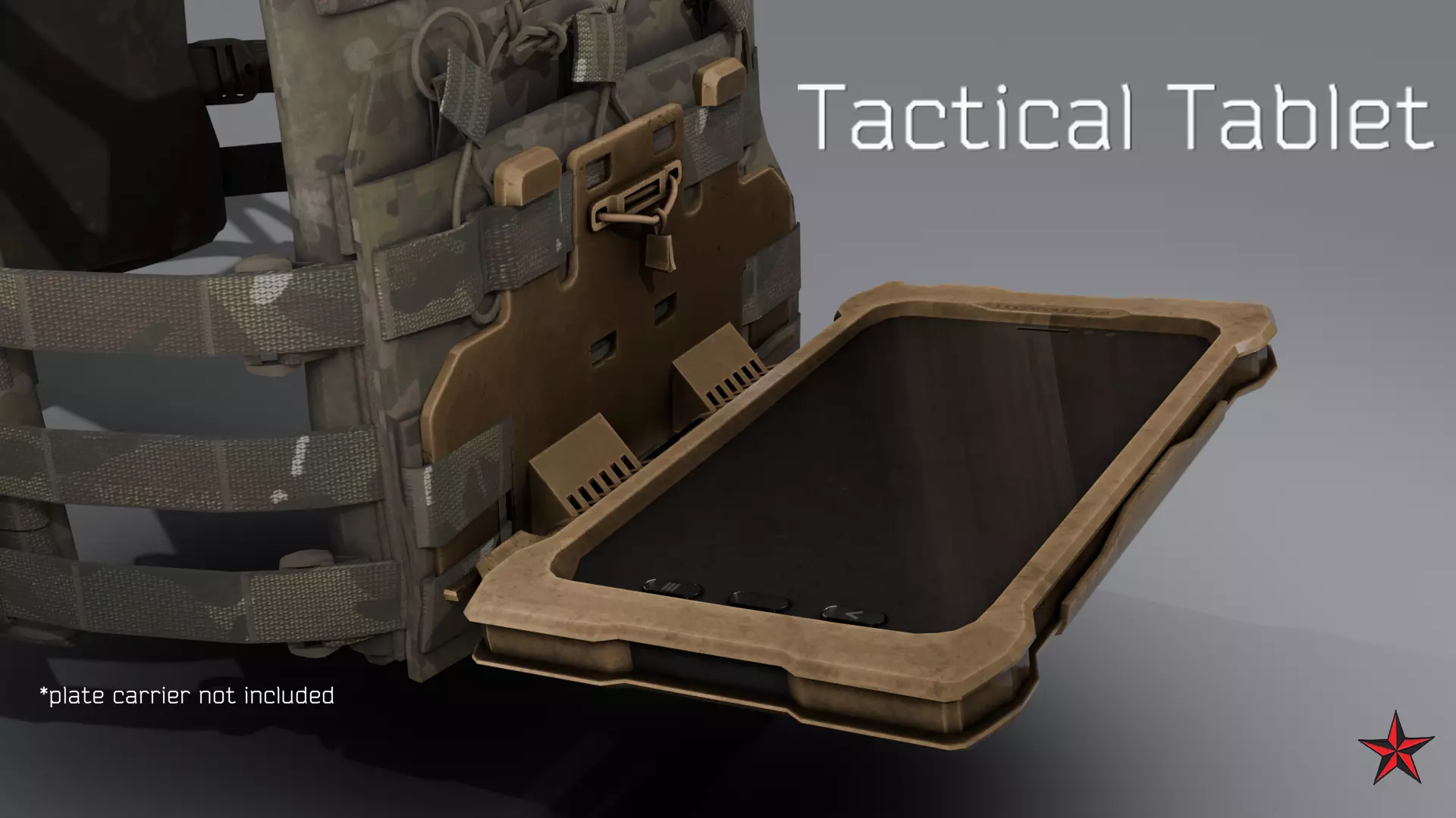 Tactical Tablet MOLLE BasePlate Low-poly 3D model_0
