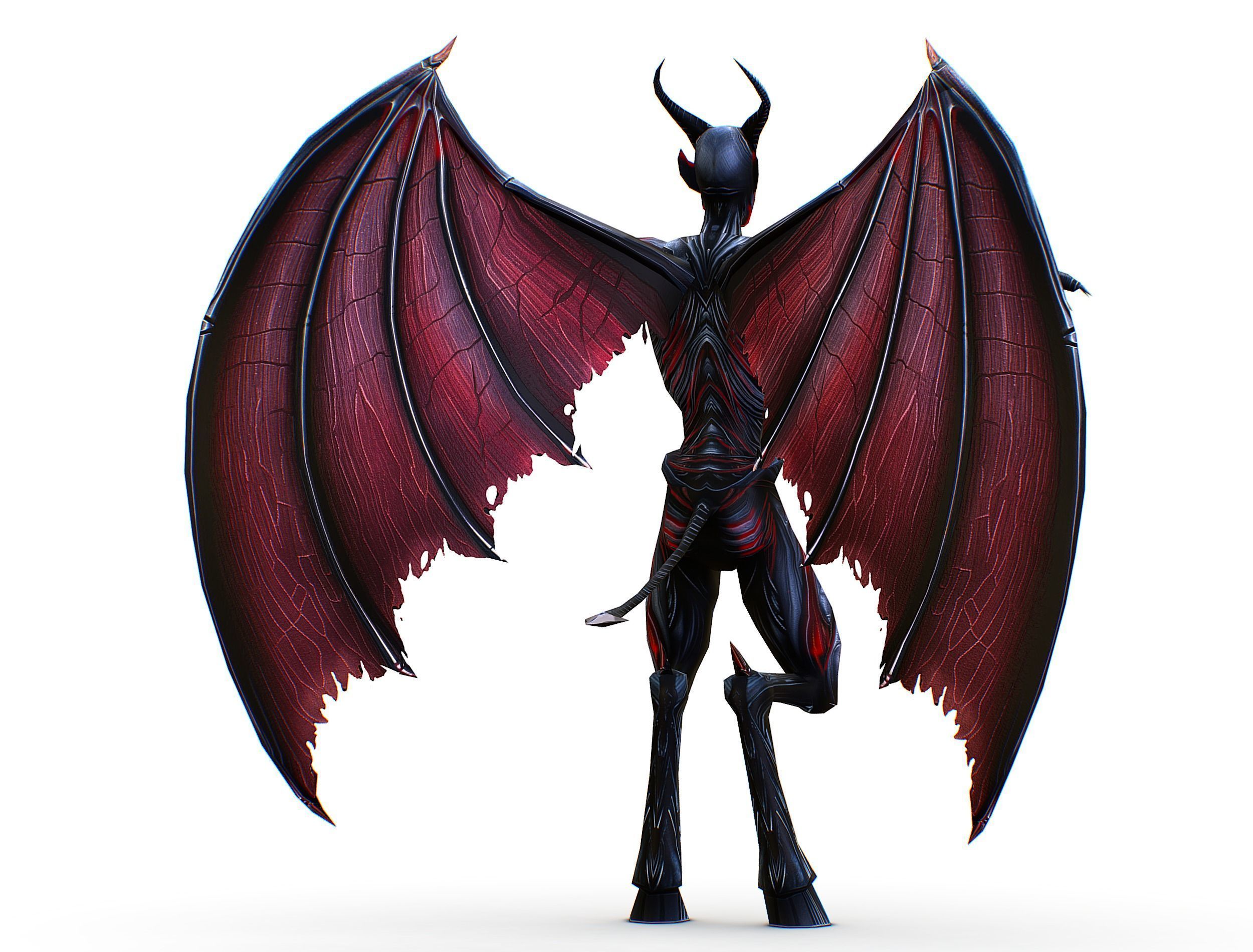 Low Poly Darck Grey Demon Vampire Monster Low-poly 3D model_9