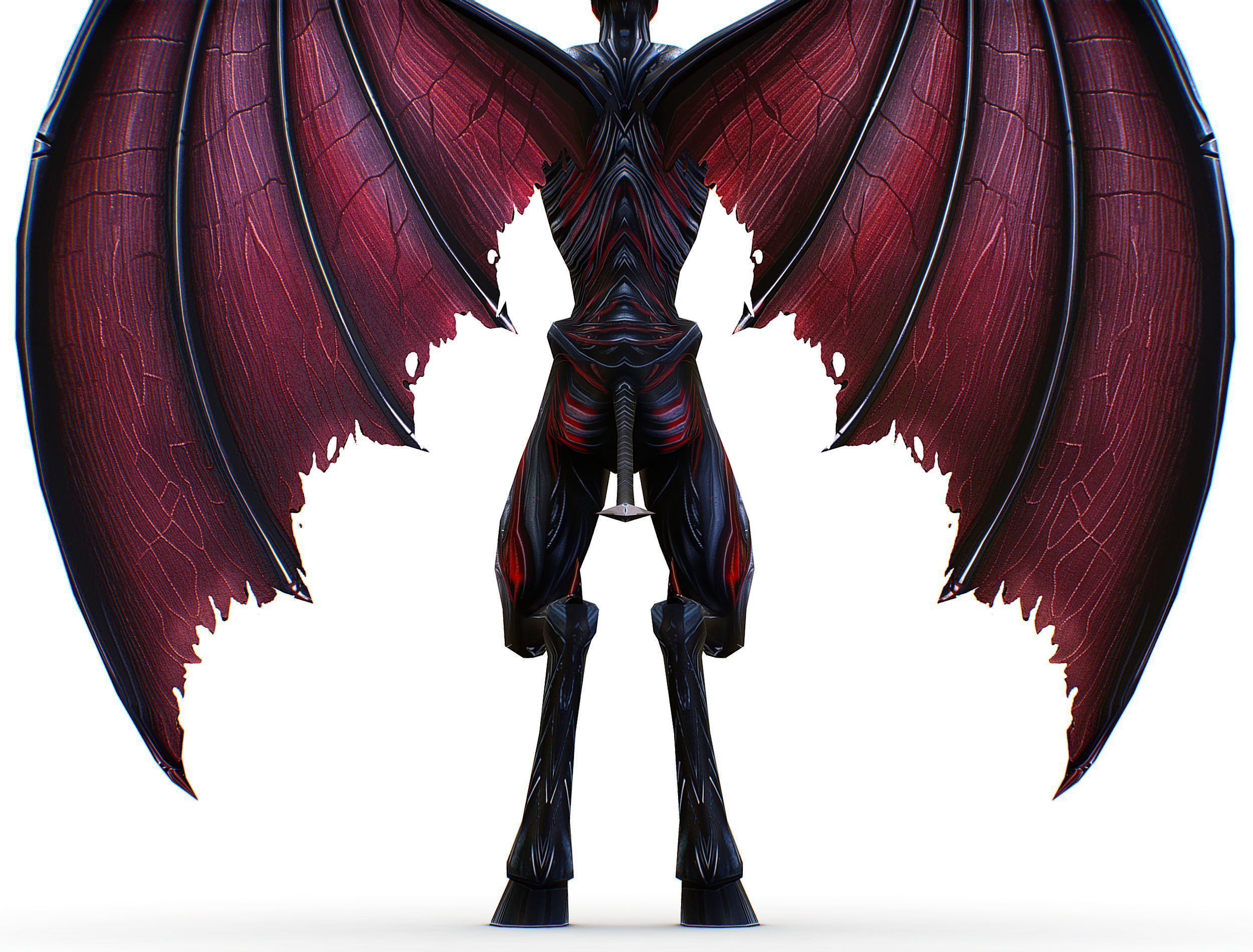 Low Poly Darck Grey Demon Vampire Monster Low-poly 3D model_21