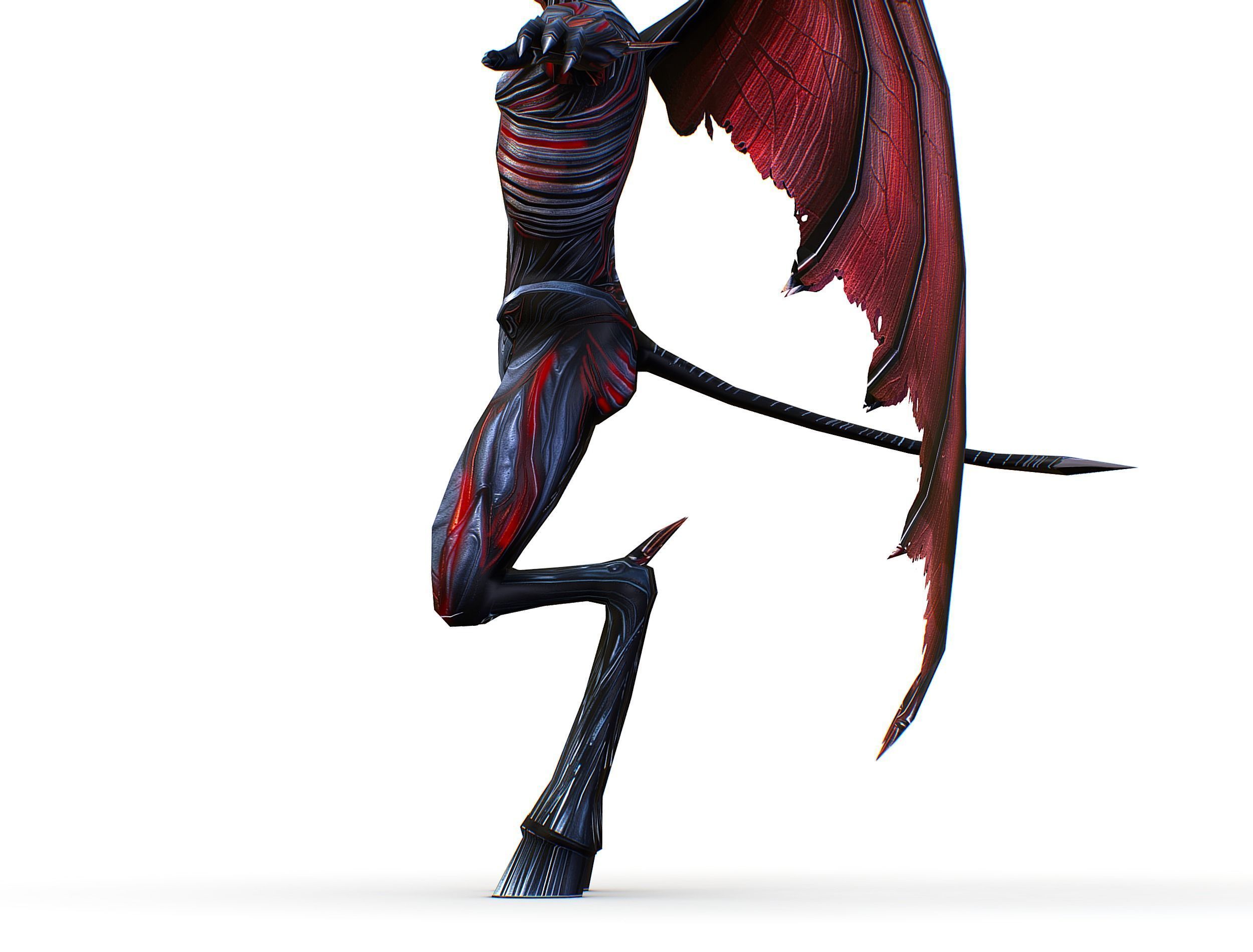 Low Poly Darck Grey Demon Vampire Monster Low-poly 3D model_23