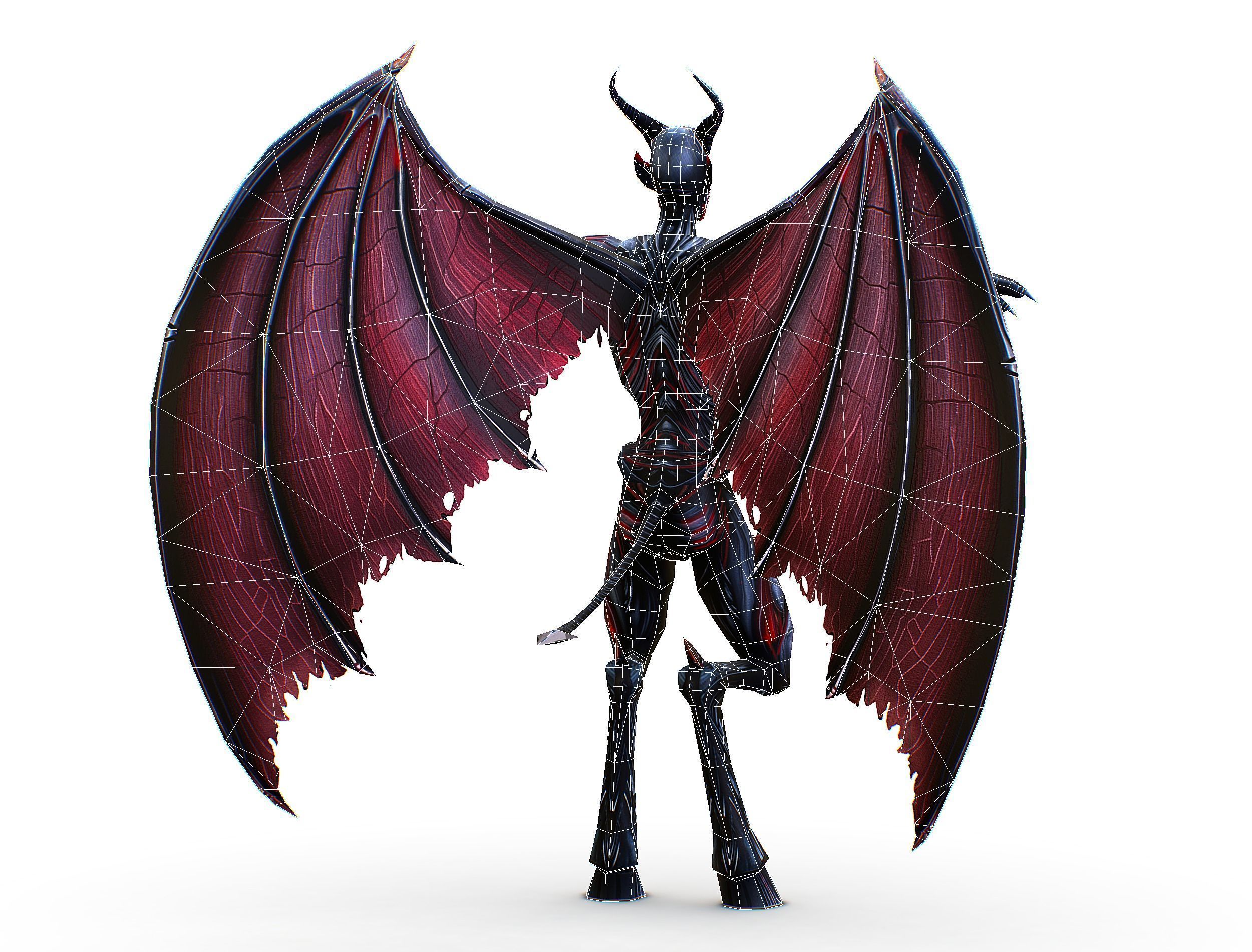 Low Poly Darck Grey Demon Vampire Monster Low-poly 3D model_38