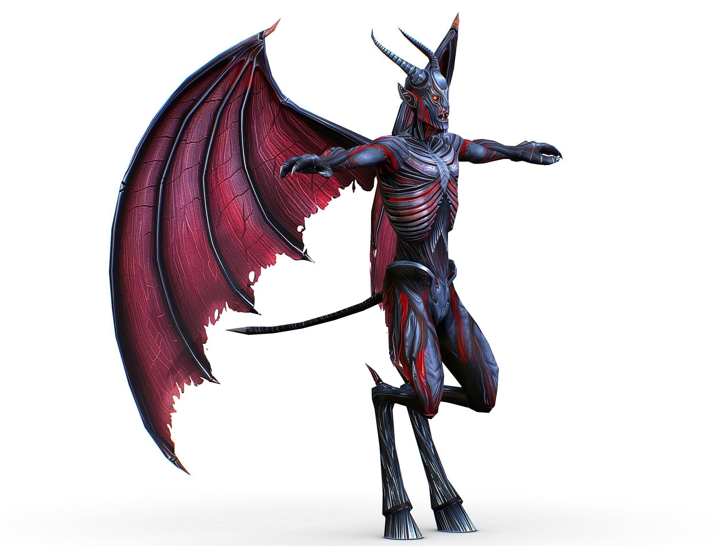 Low Poly Darck Grey Demon Vampire Monster Low-poly 3D model_3
