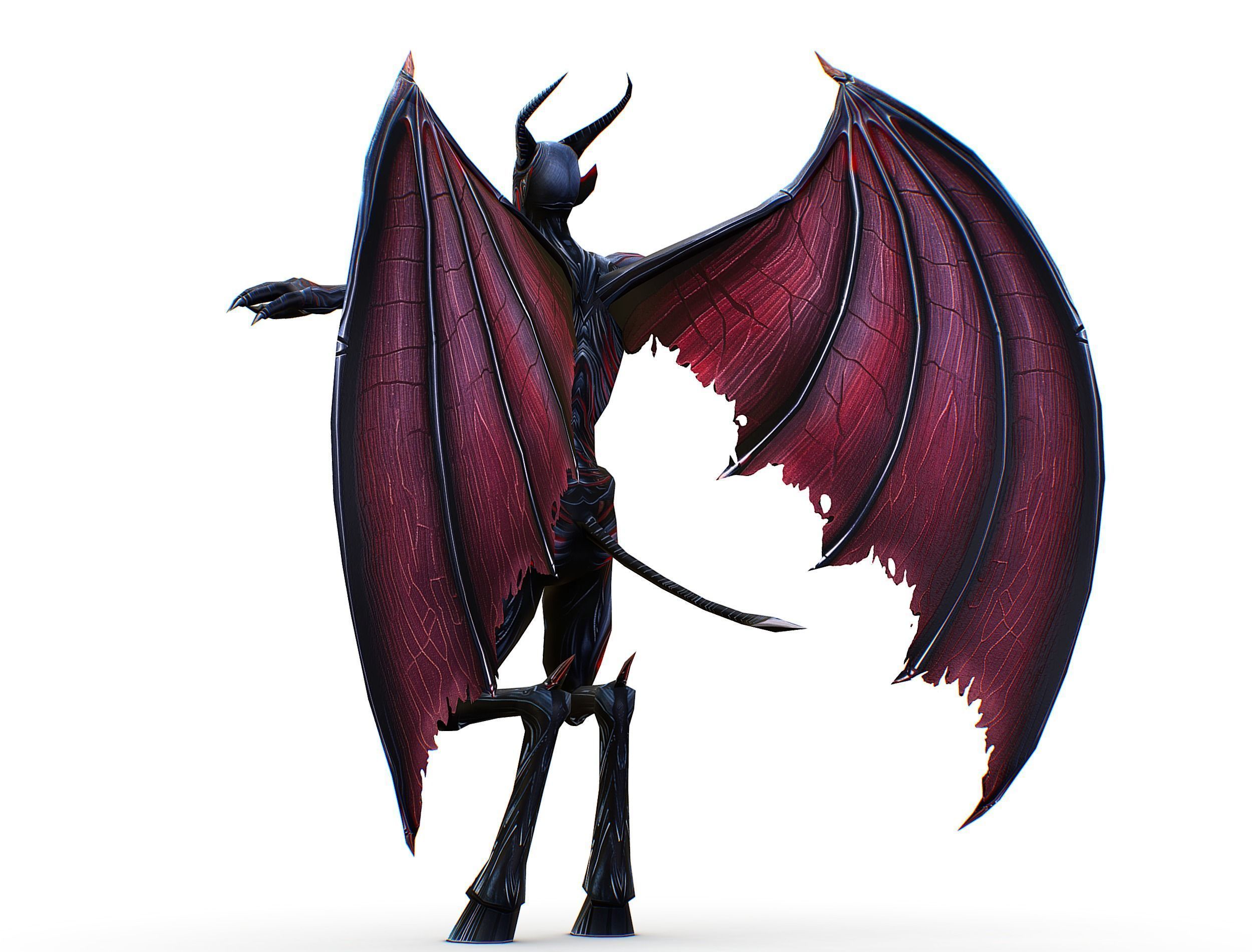 Low Poly Darck Grey Demon Vampire Monster Low-poly 3D model_11