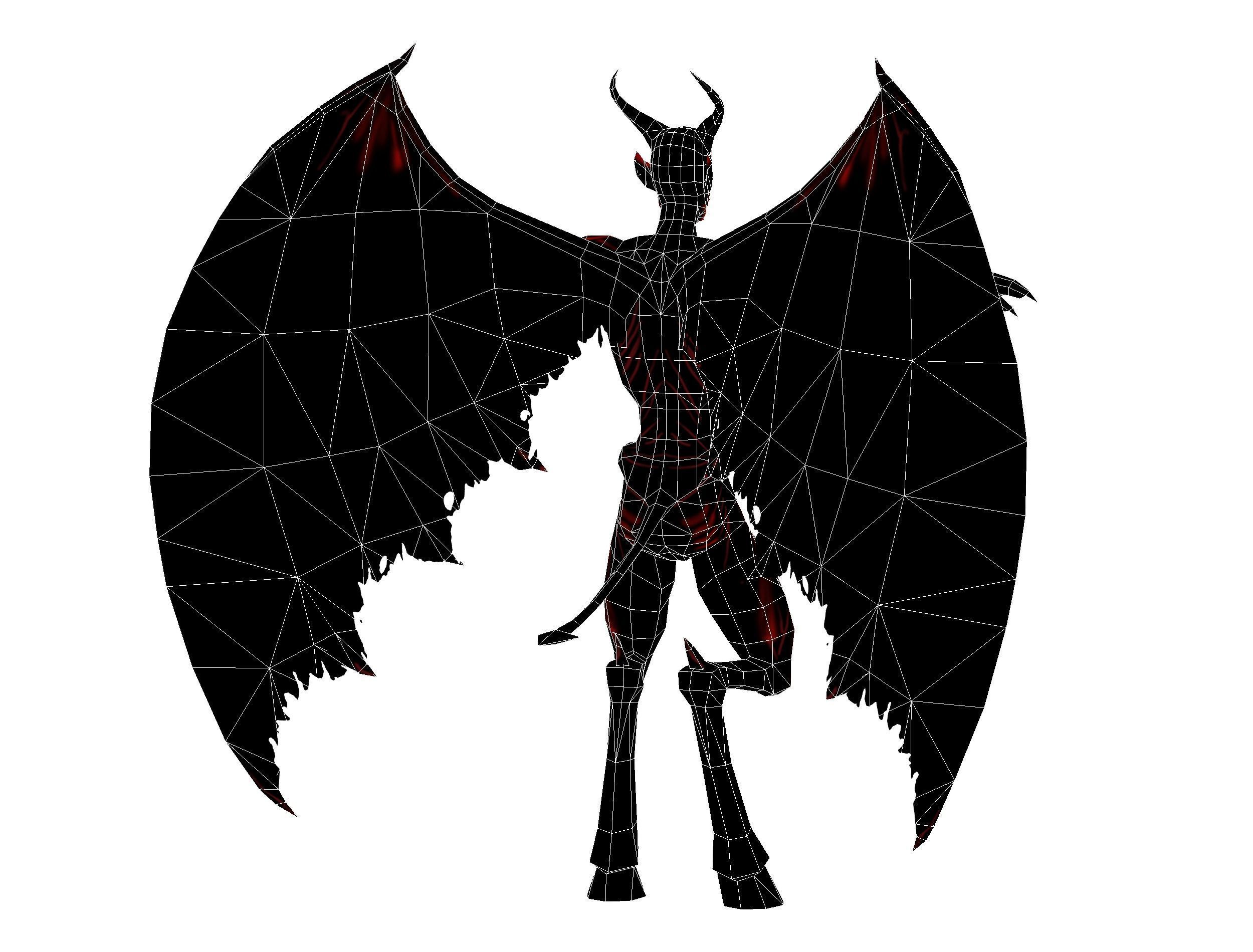 Low Poly Darck Grey Demon Vampire Monster Low-poly 3D model_40