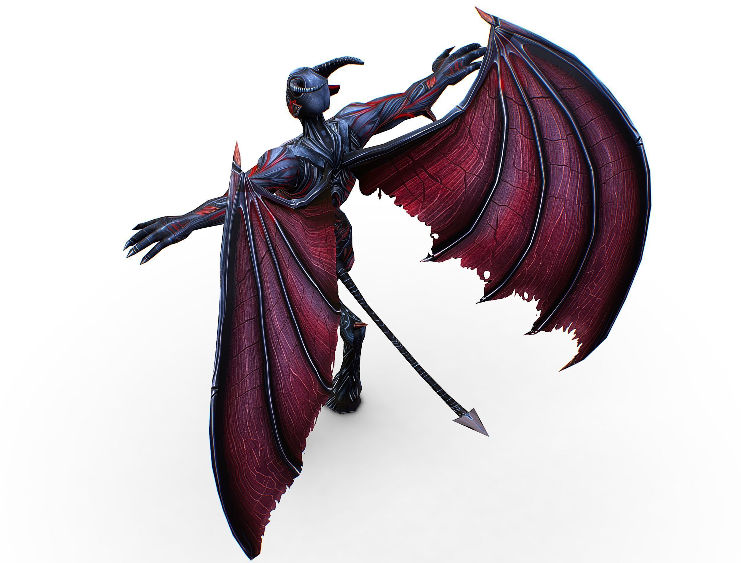 Low Poly Darck Grey Demon Vampire Monster Low-poly 3D model_33