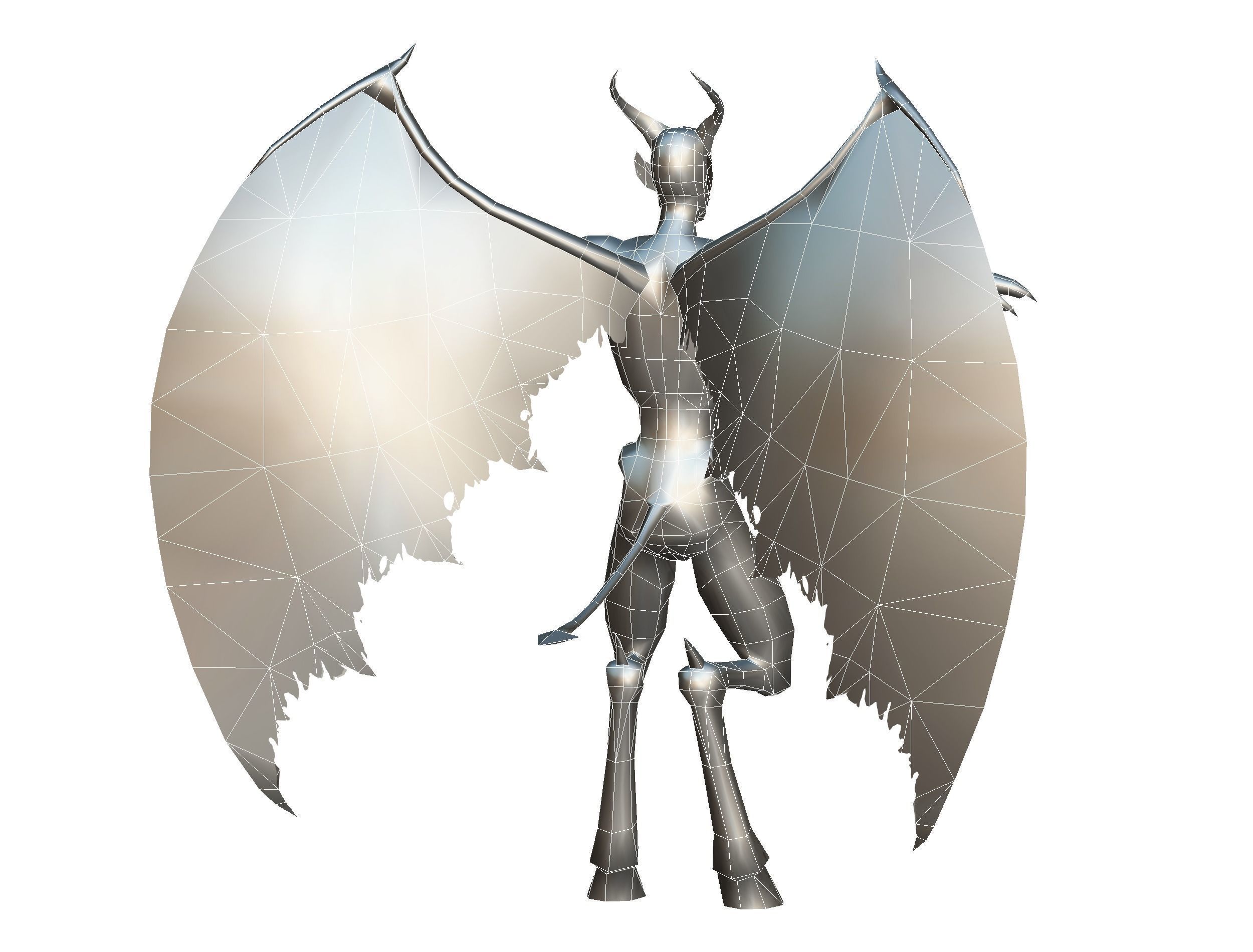 Low Poly Darck Grey Demon Vampire Monster Low-poly 3D model_39