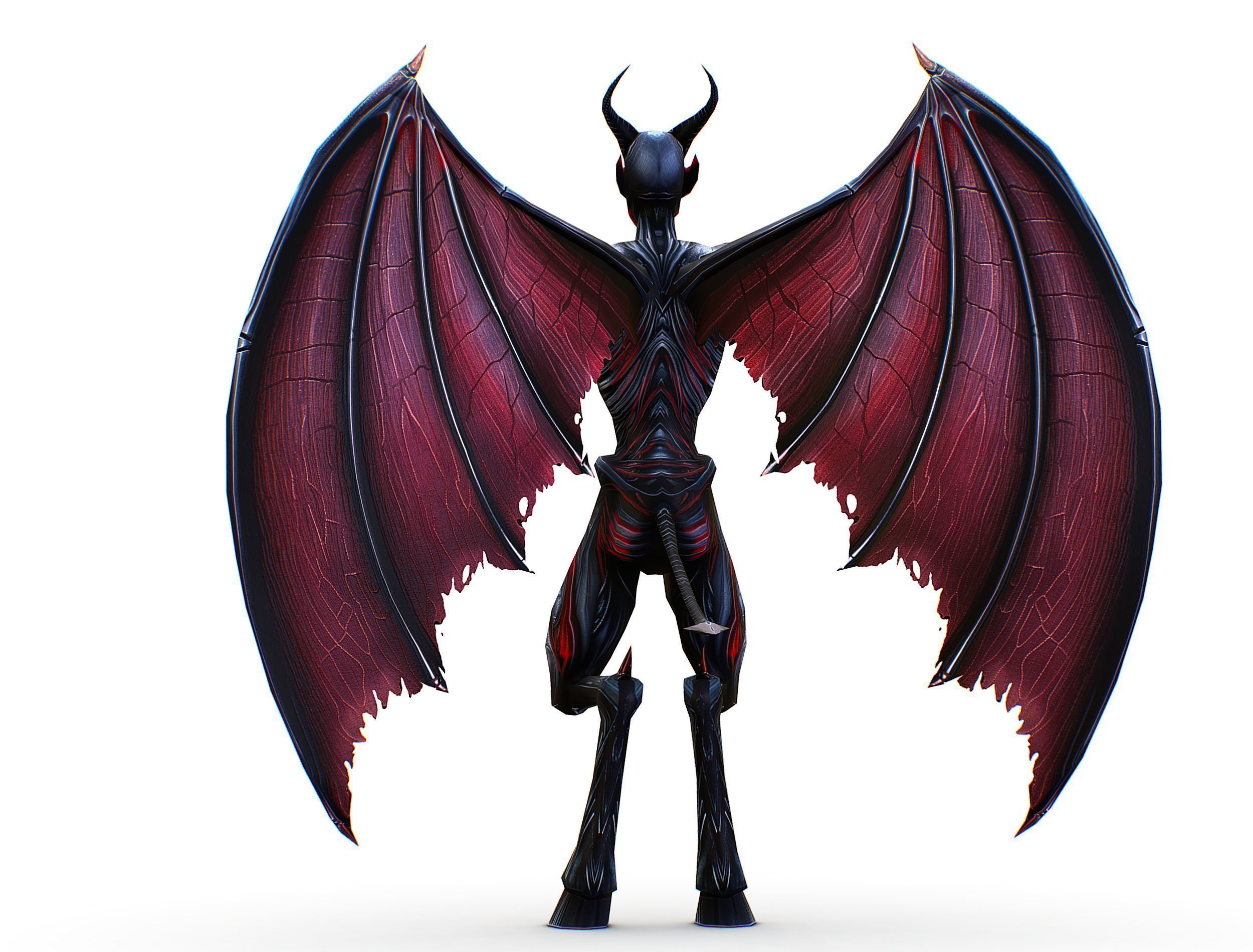 Low Poly Darck Grey Demon Vampire Monster Low-poly 3D model_10