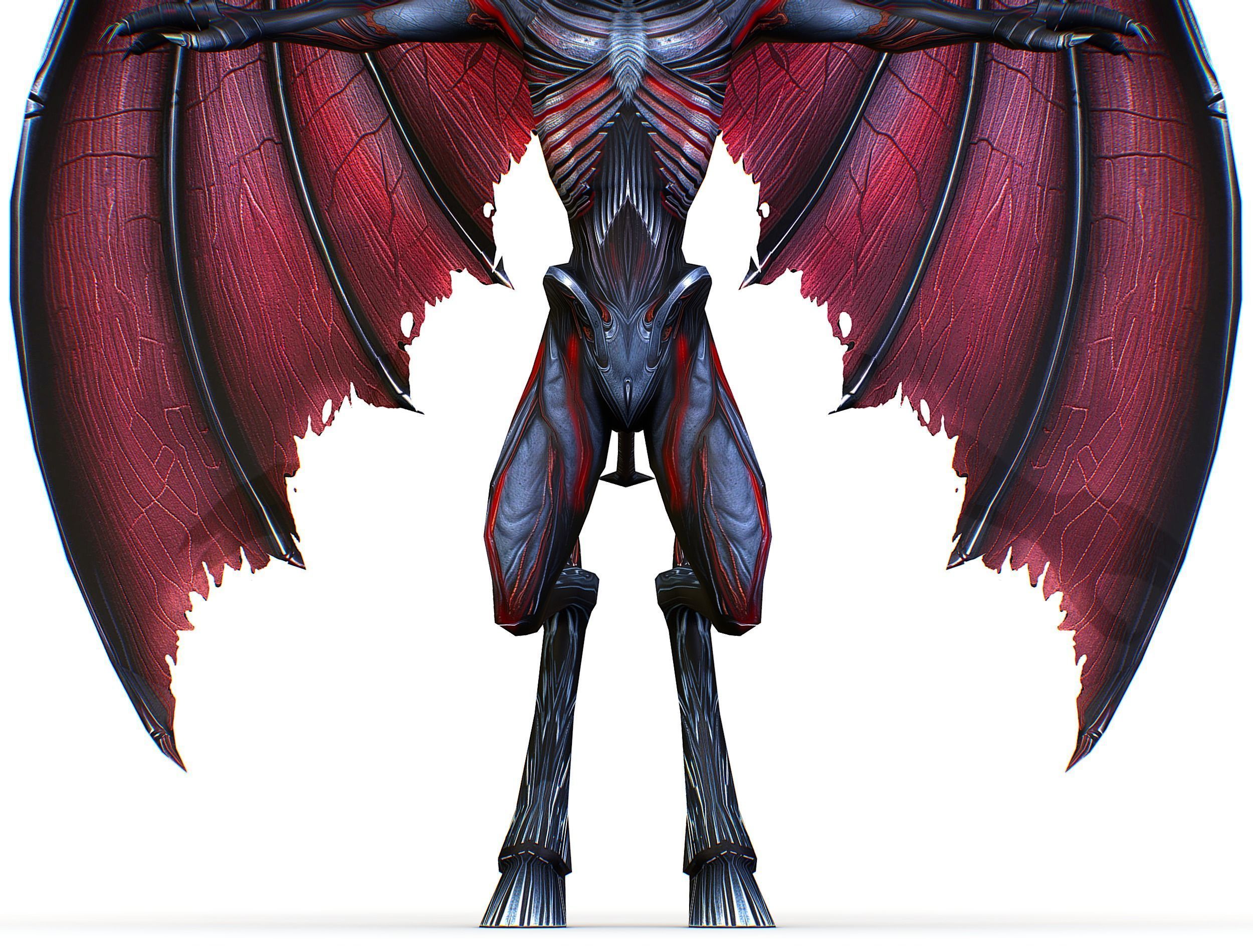 Low Poly Darck Grey Demon Vampire Monster Low-poly 3D model_19