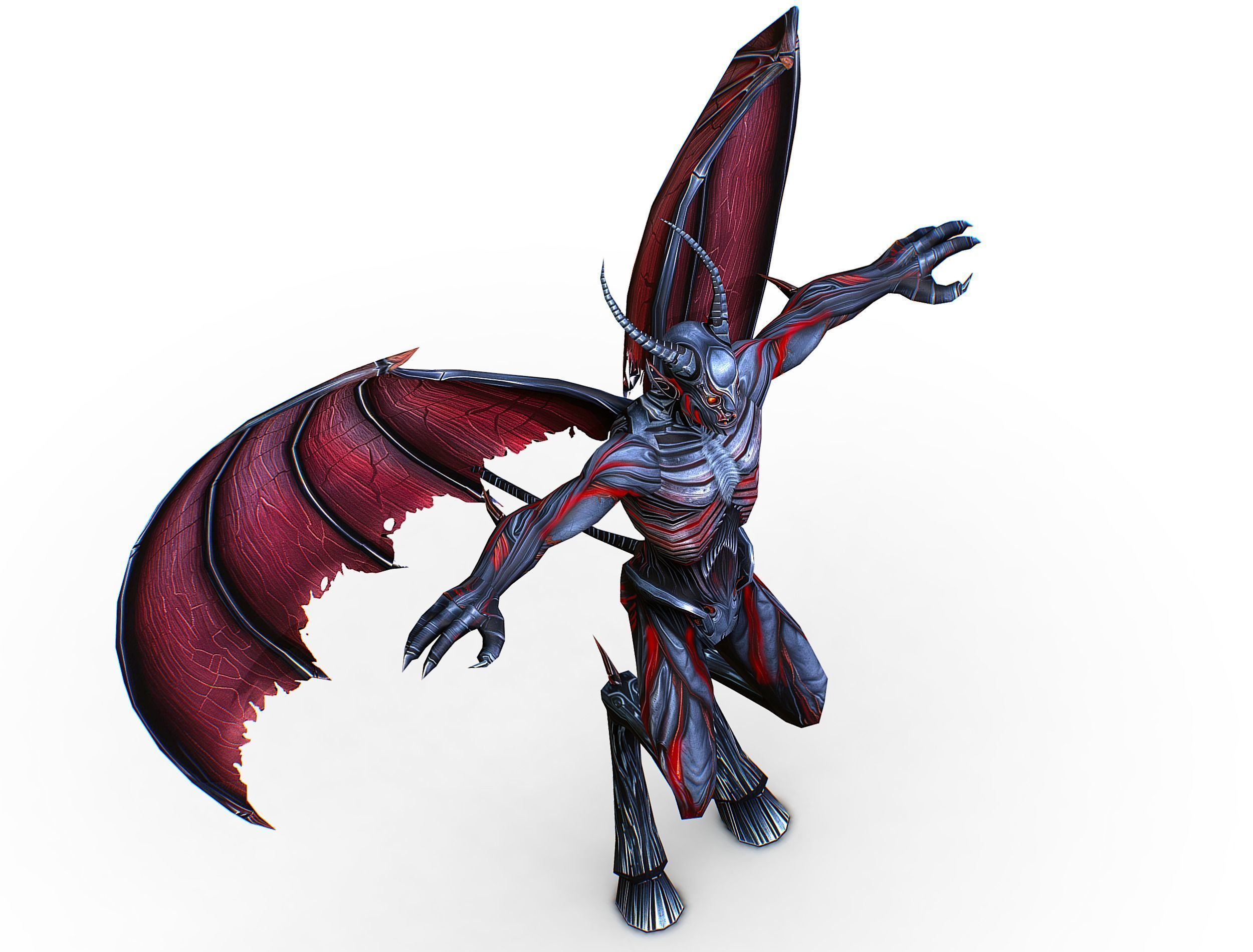 Low Poly Darck Grey Demon Vampire Monster Low-poly 3D model_31