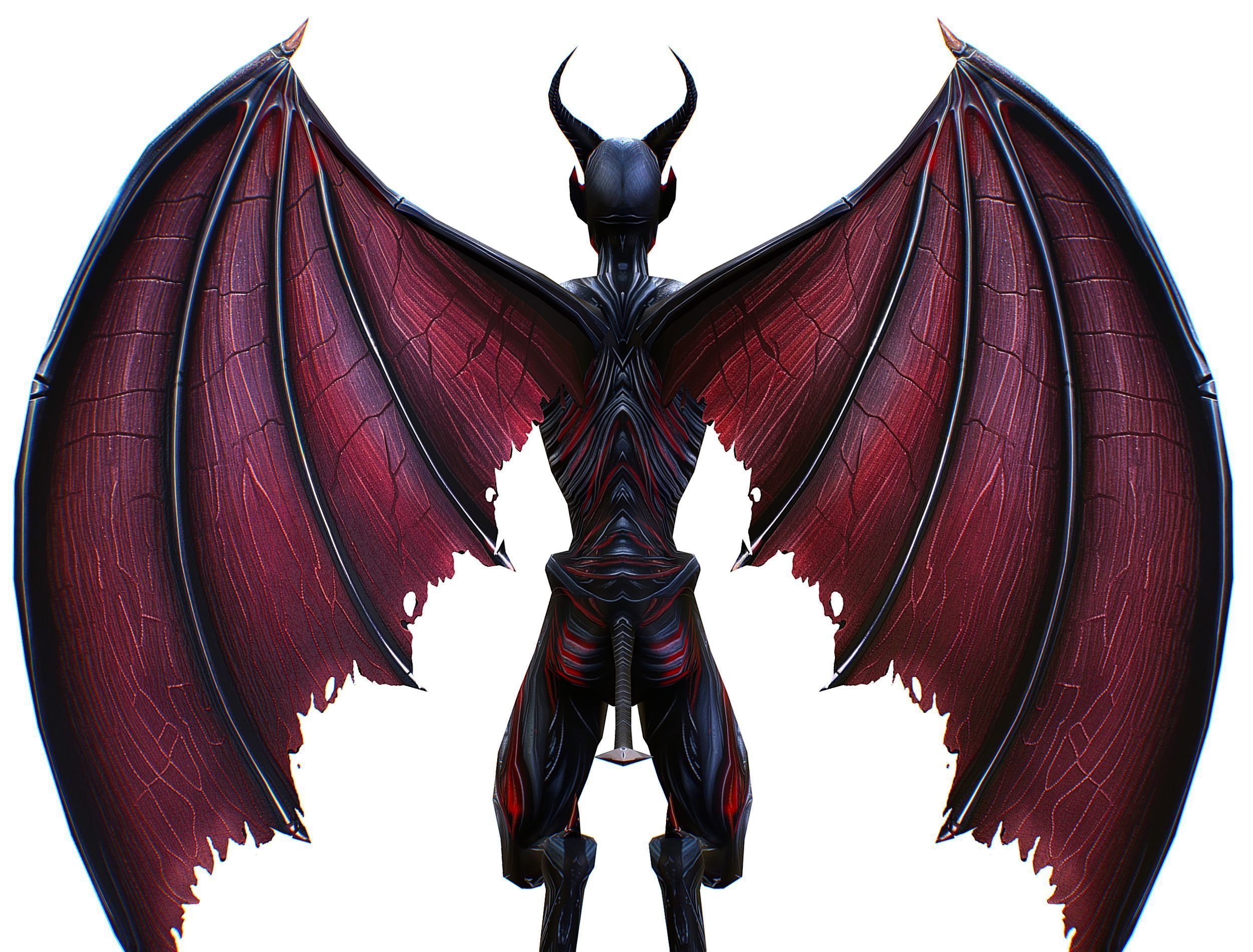 Low Poly Darck Grey Demon Vampire Monster Low-poly 3D model_20