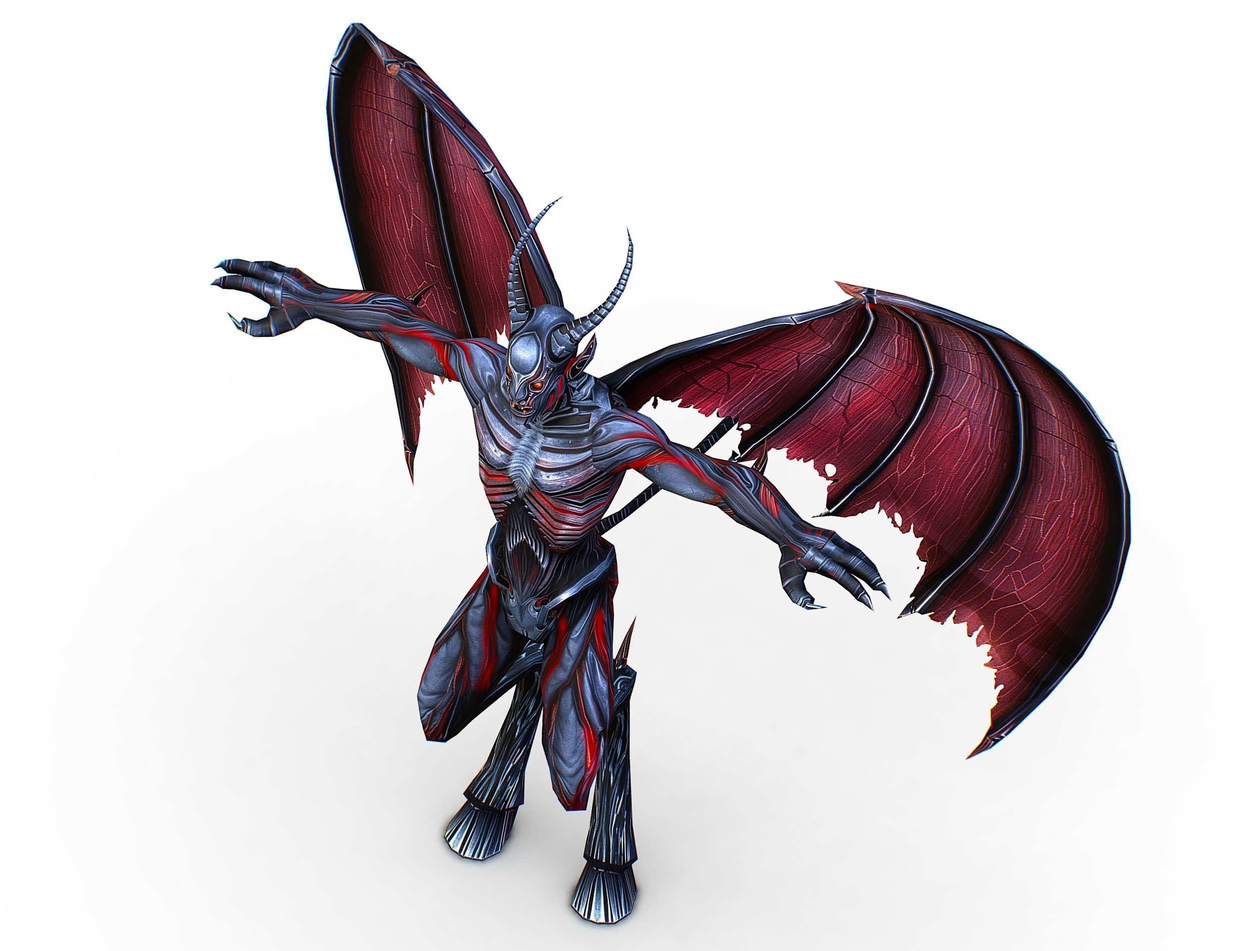 Low Poly Darck Grey Demon Vampire Monster Low-poly 3D model_30