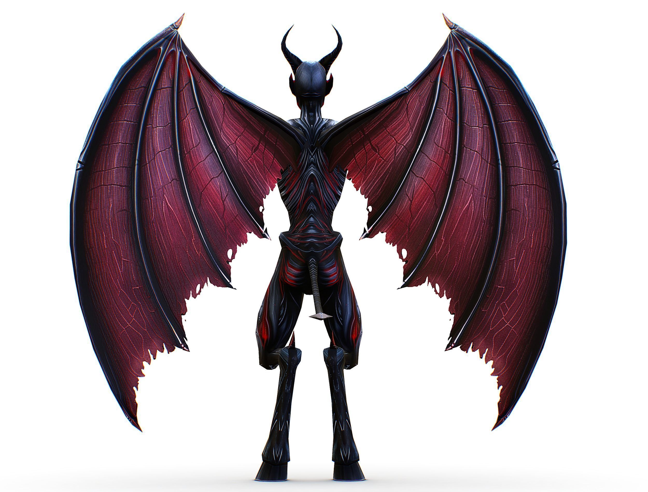 Low Poly Darck Grey Demon Vampire Monster Low-poly 3D model_28