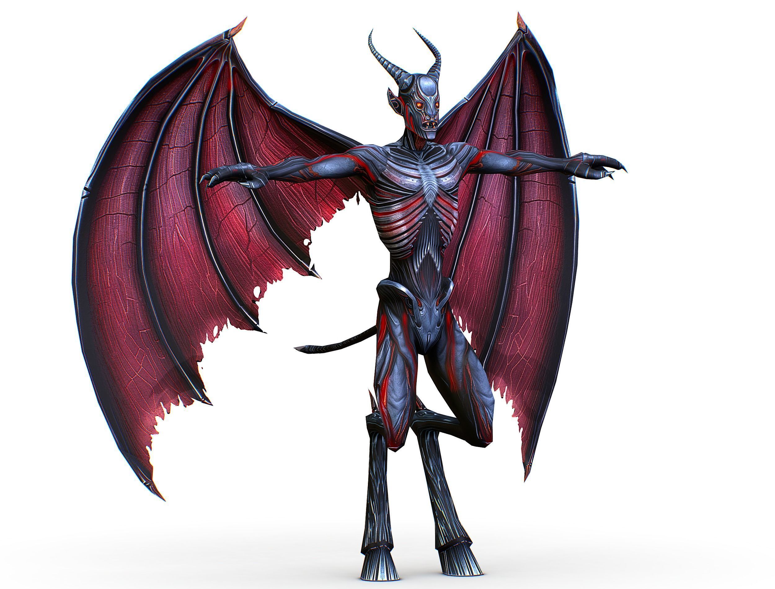 Low Poly Darck Grey Demon Vampire Monster Low-poly 3D model_1