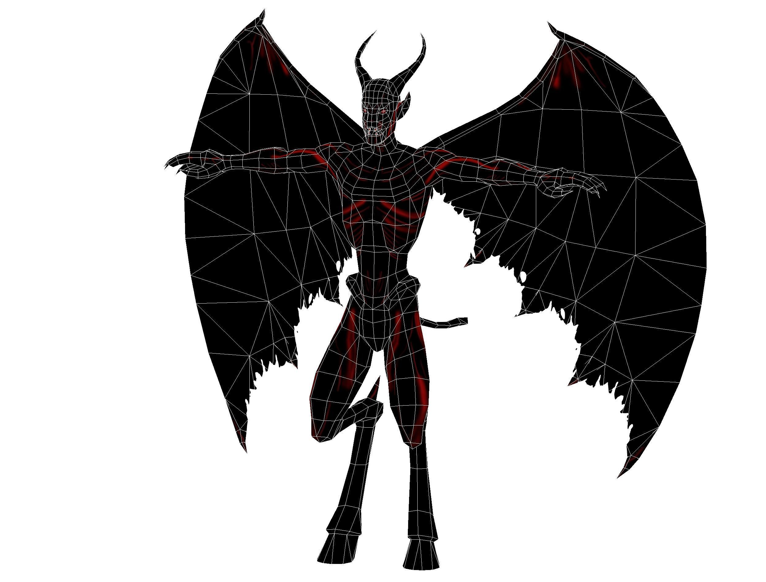 Low Poly Darck Grey Demon Vampire Monster Low-poly 3D model_36
