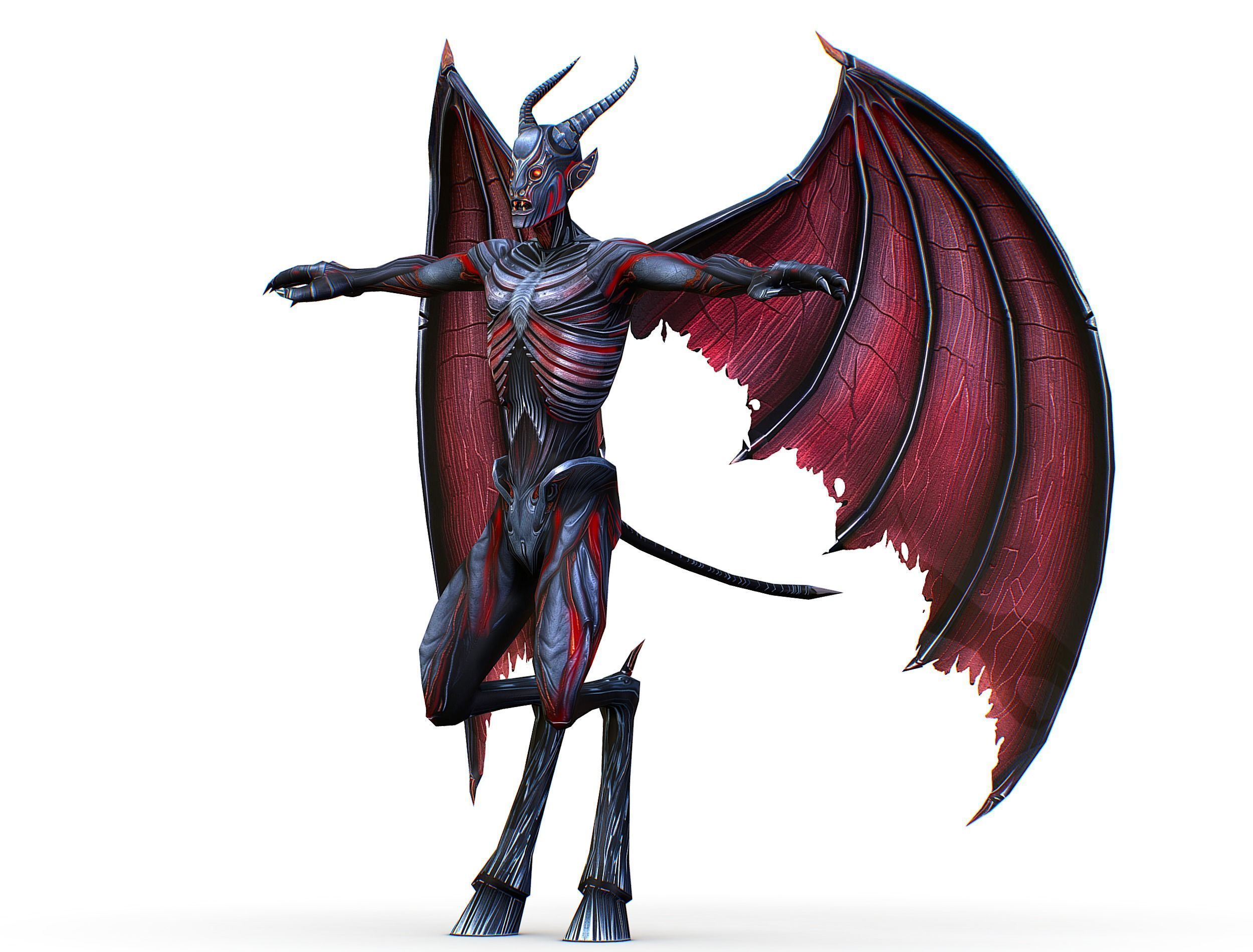 Low Poly Darck Grey Demon Vampire Monster Low-poly 3D model_15