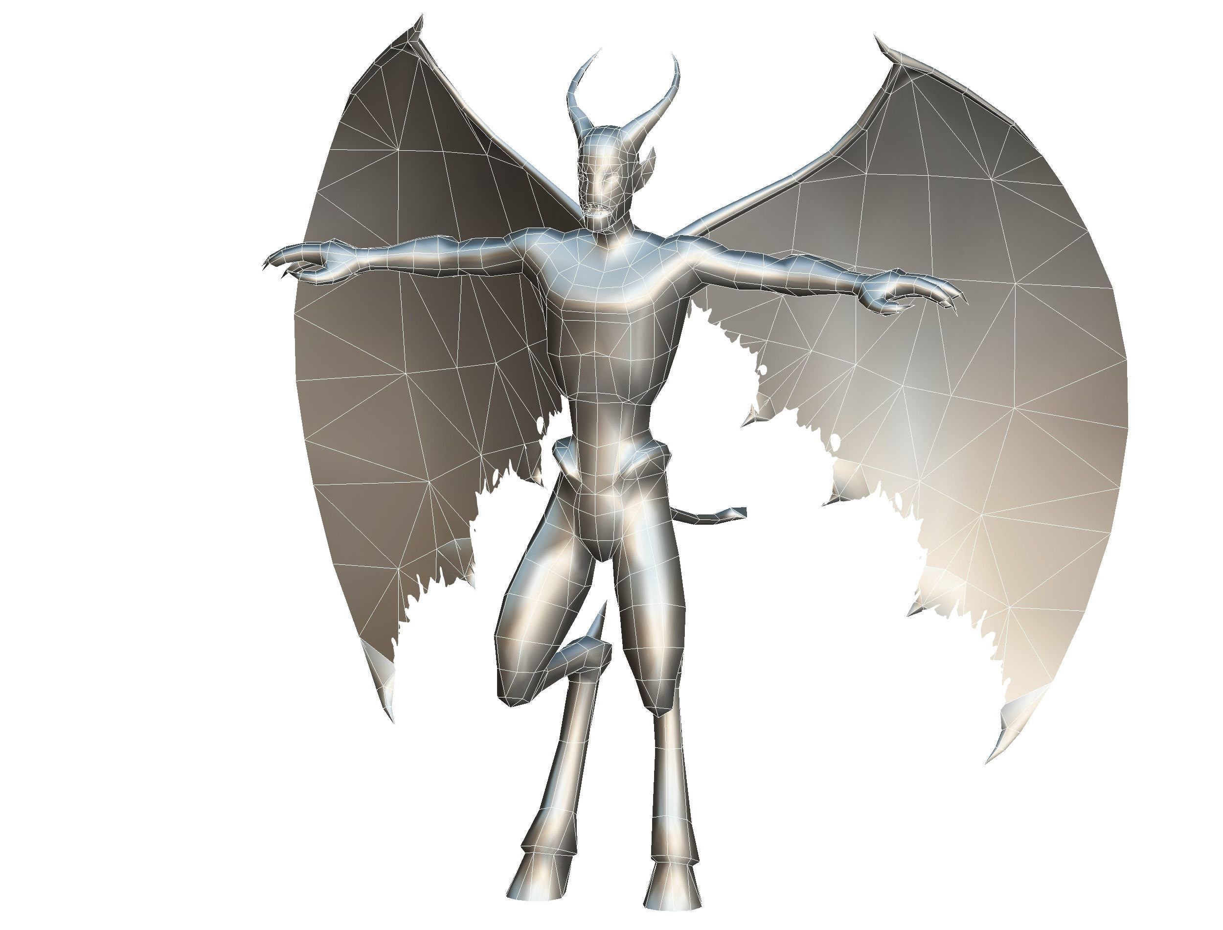 Low Poly Darck Grey Demon Vampire Monster Low-poly 3D model_35