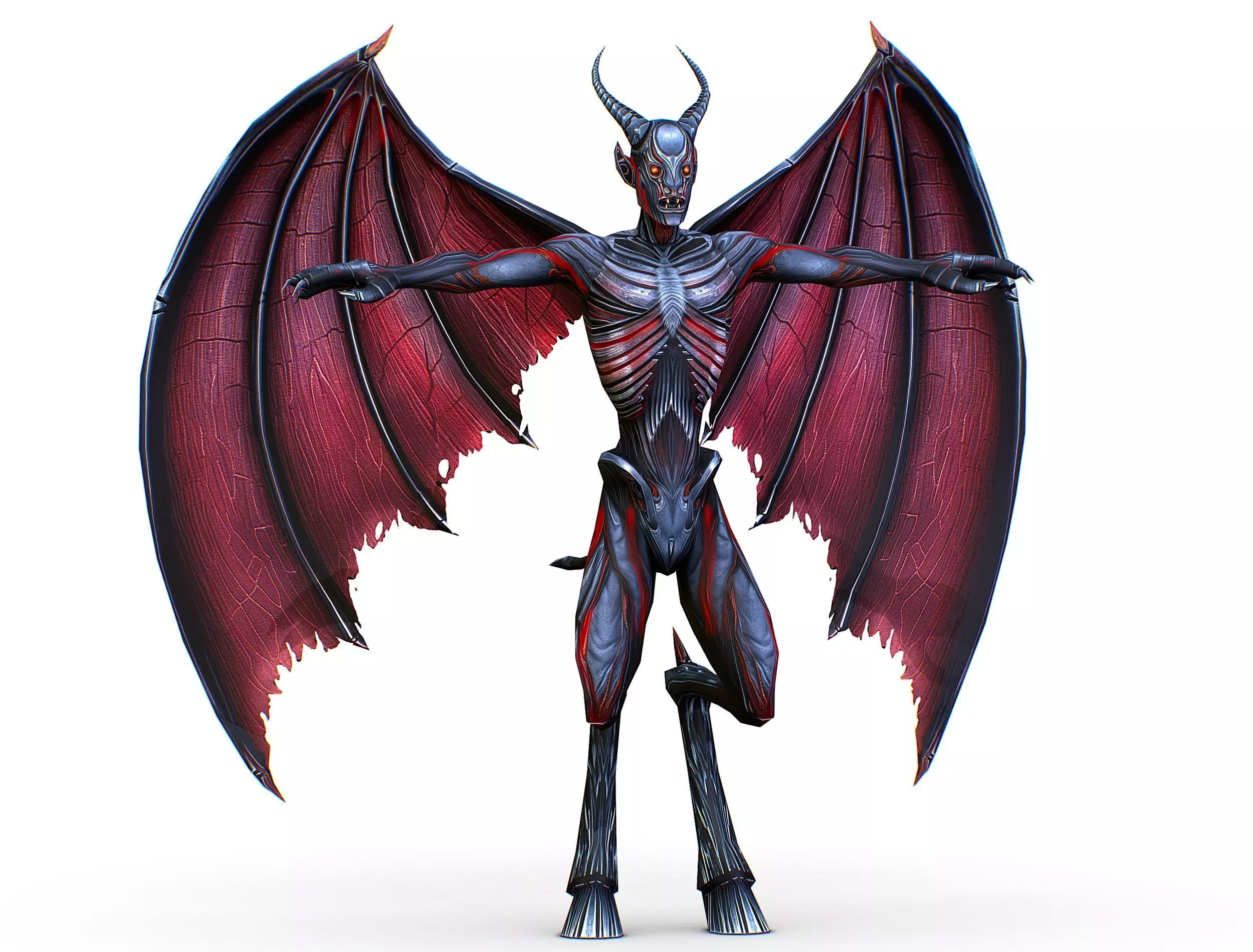 Low Poly Darck Grey Demon Vampire Monster Low-poly 3D model_0